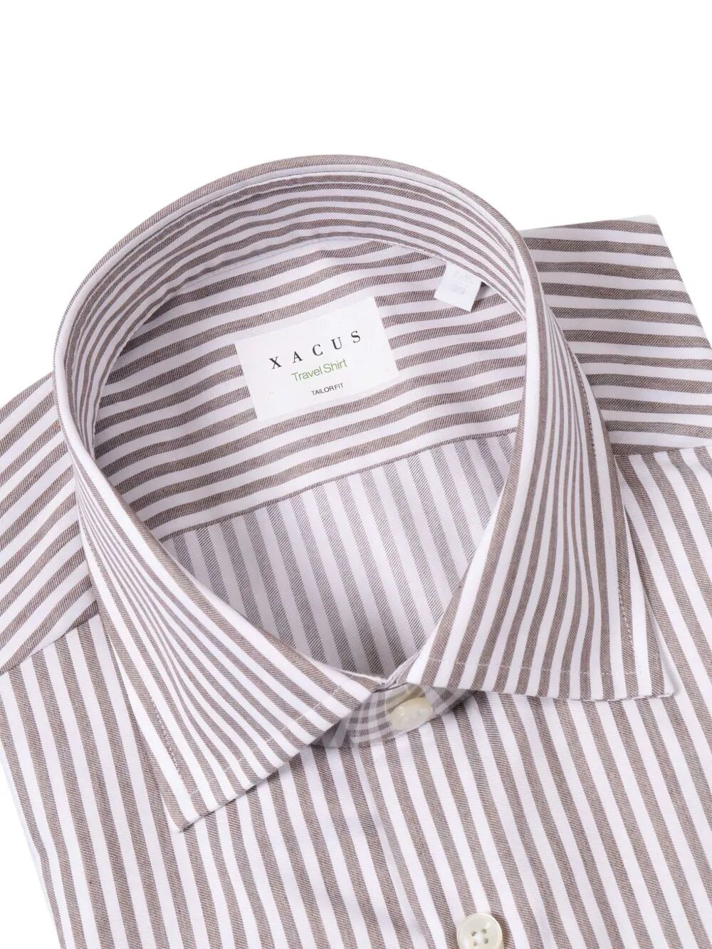 Xacus Striped Cotton Shirt In Neutral