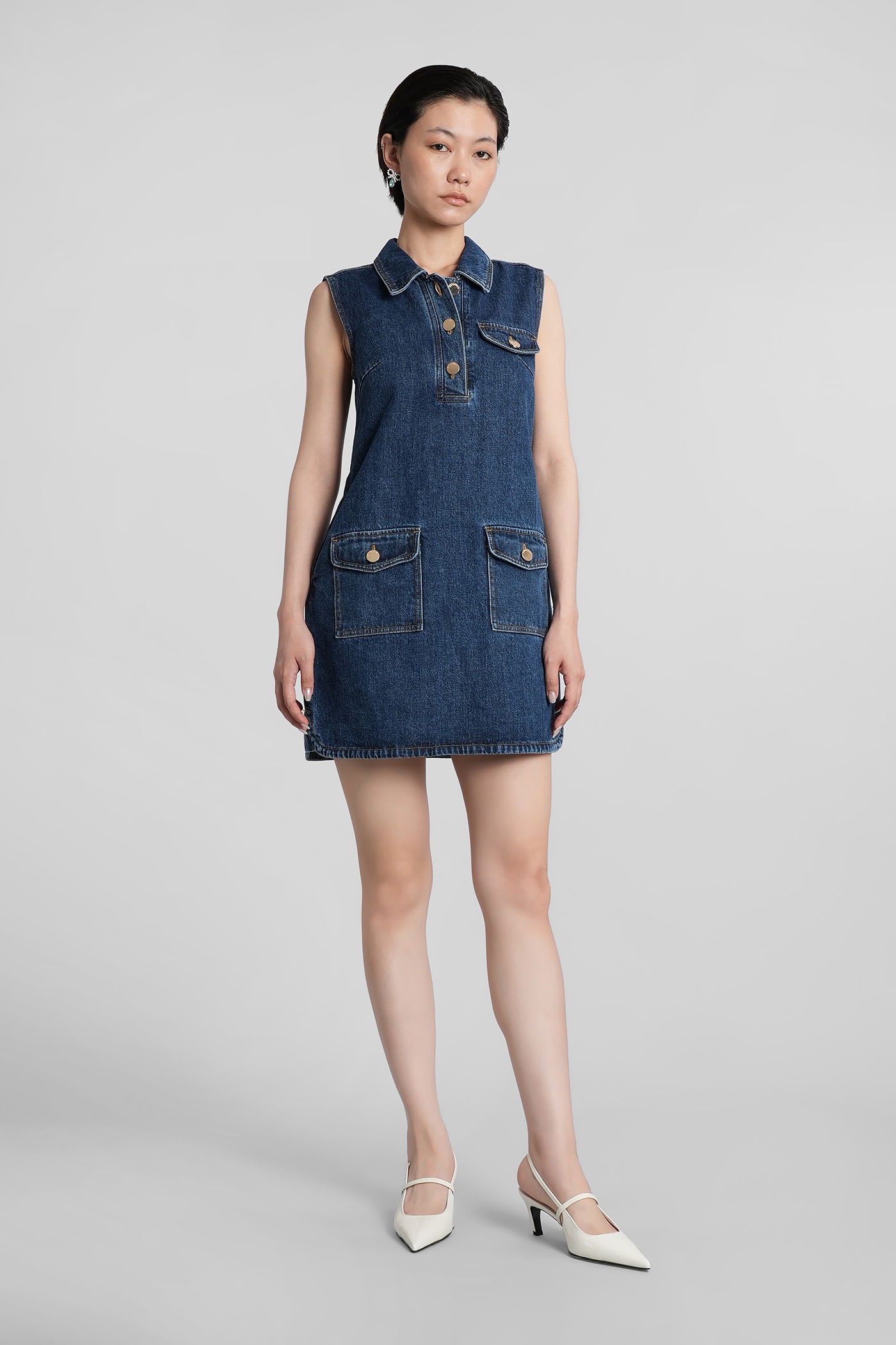 Self-portrait Self Portrait Women Denim Sleeveless Mini Dress In Blue