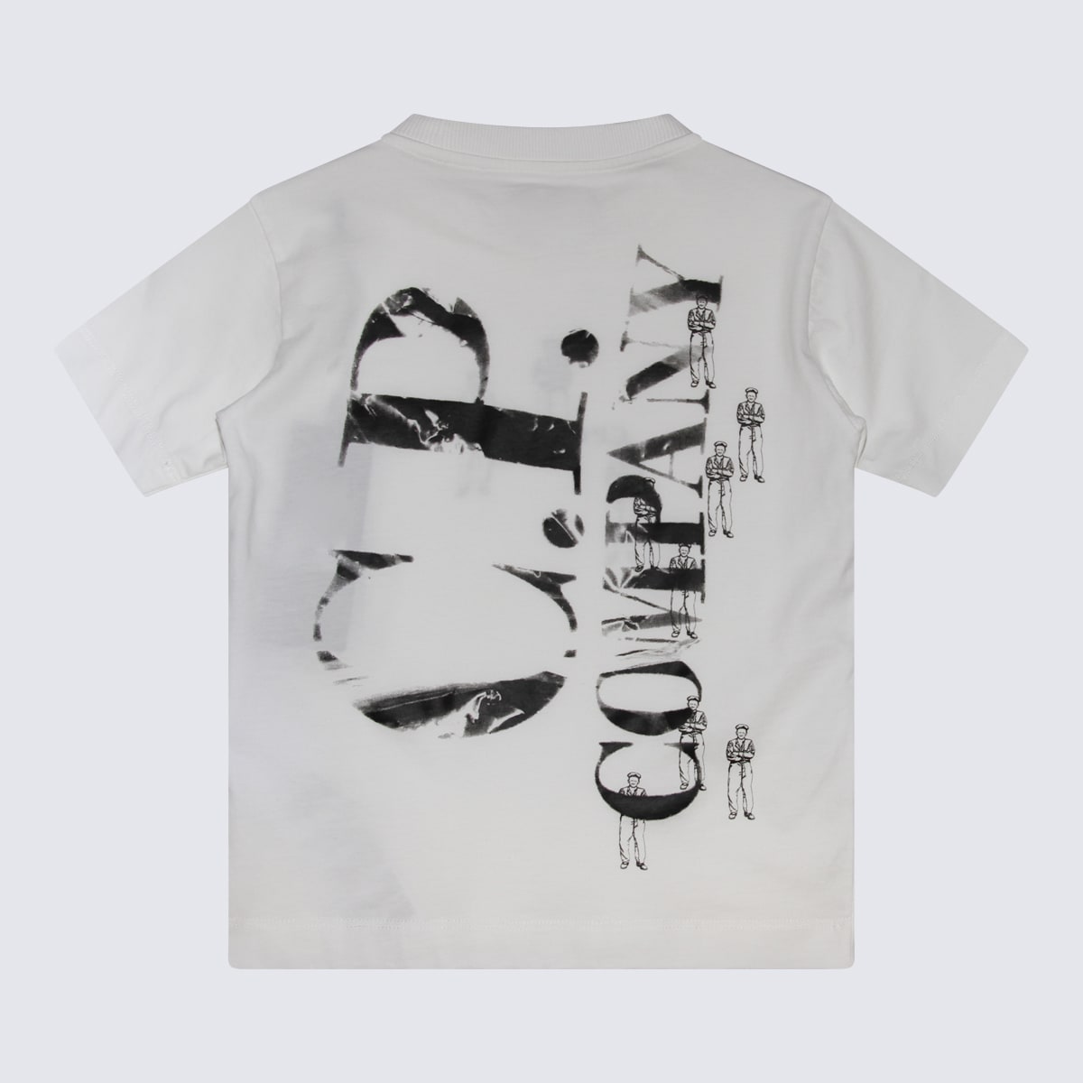 Shop C.p. Company White And Black Cotton T-shirt In Gauze White