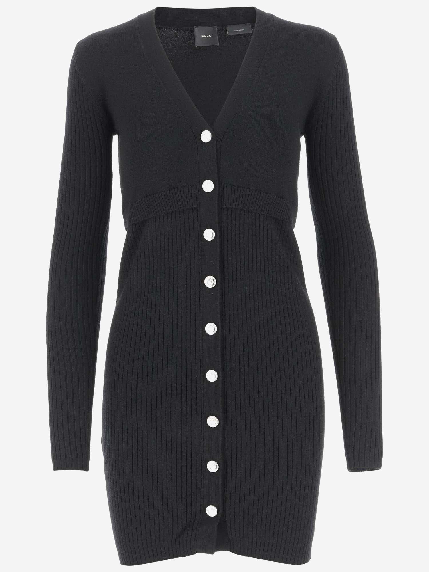 Shop Pinko Wool Blend Knit Dress In Black