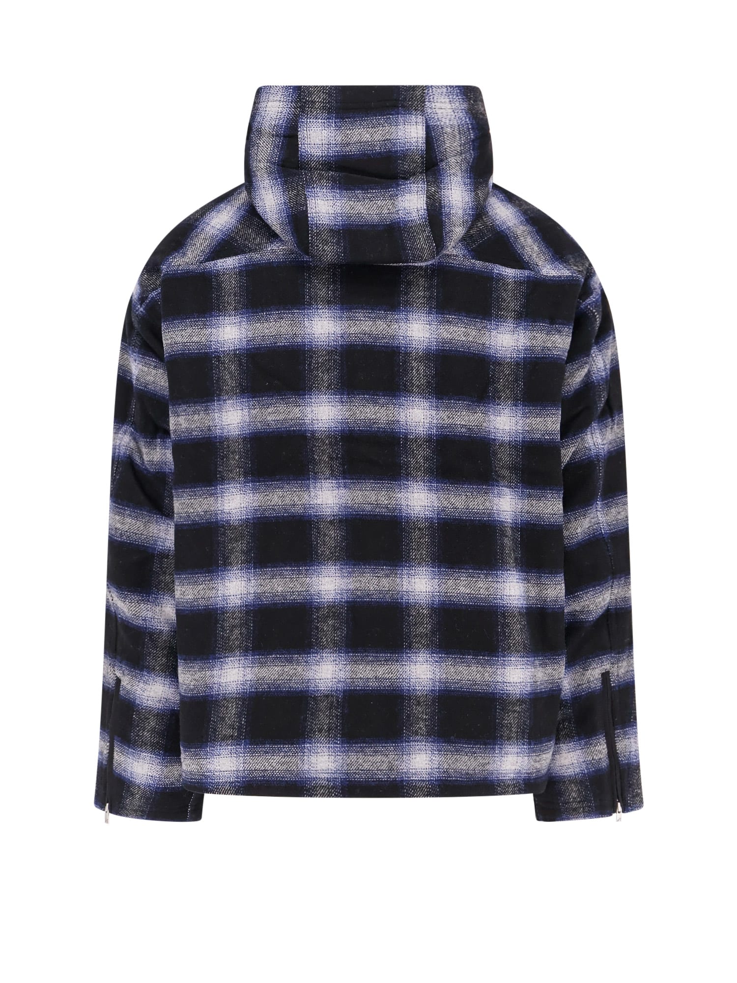 Represent Mens Midnight Navy Check-pattern Hooded Flannel Jacket In Blue