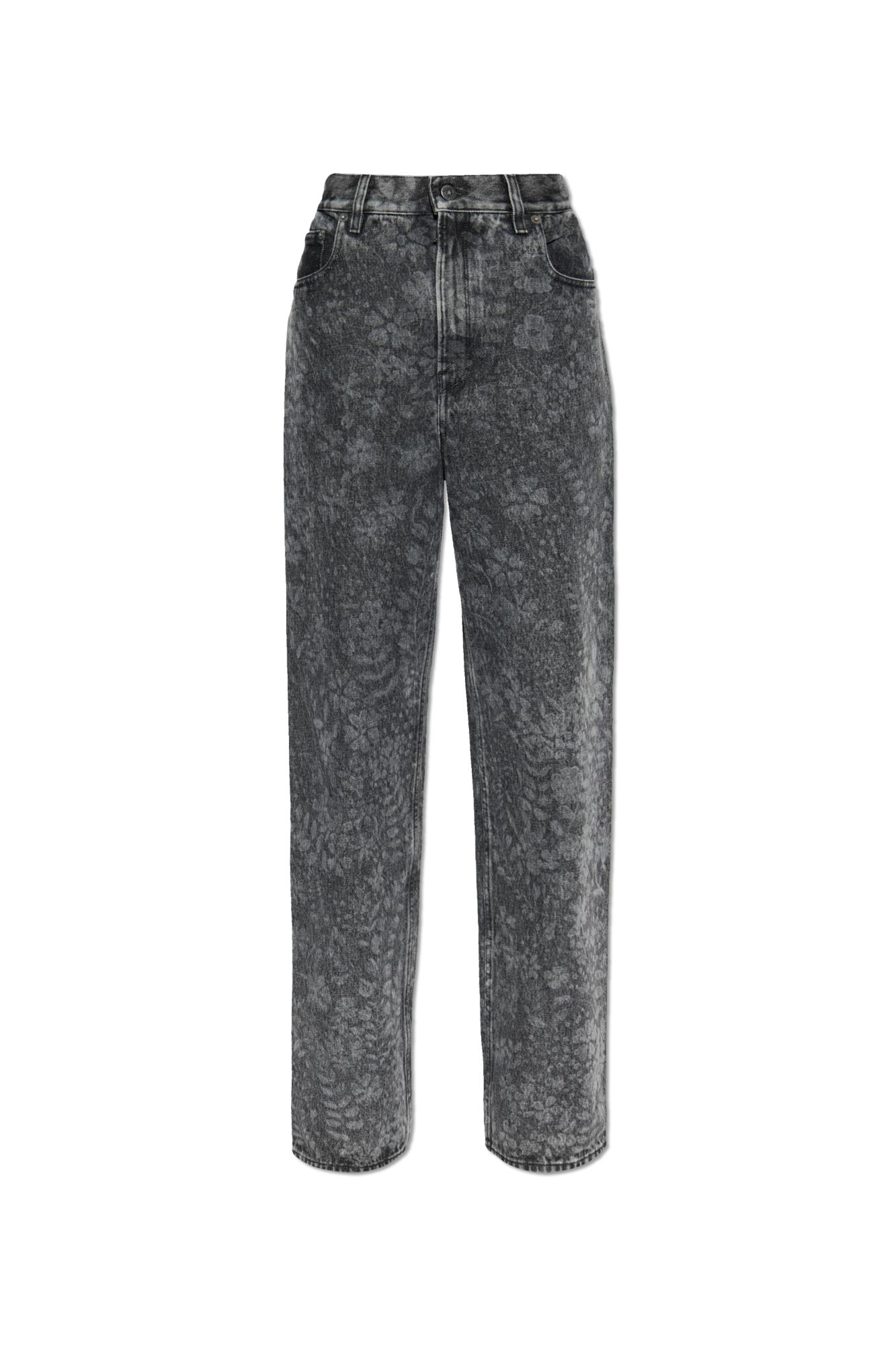 Golden Goose Straight Jeans With Floral Motif In Gray