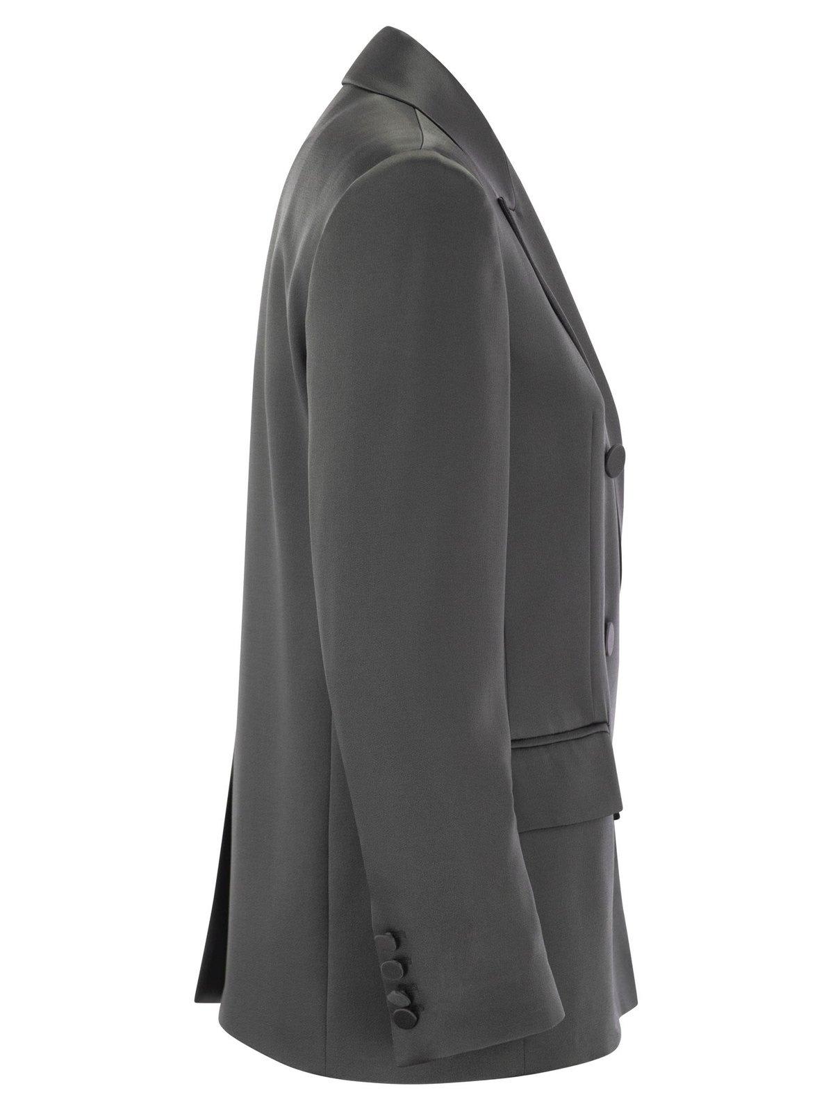 Shop Max Mara Teiera Double-breasted Blazer In Basalto