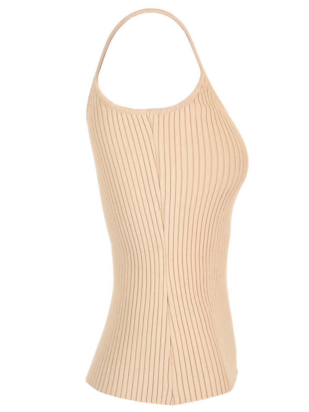 Courrèges Ribbed Tank Top In Brown