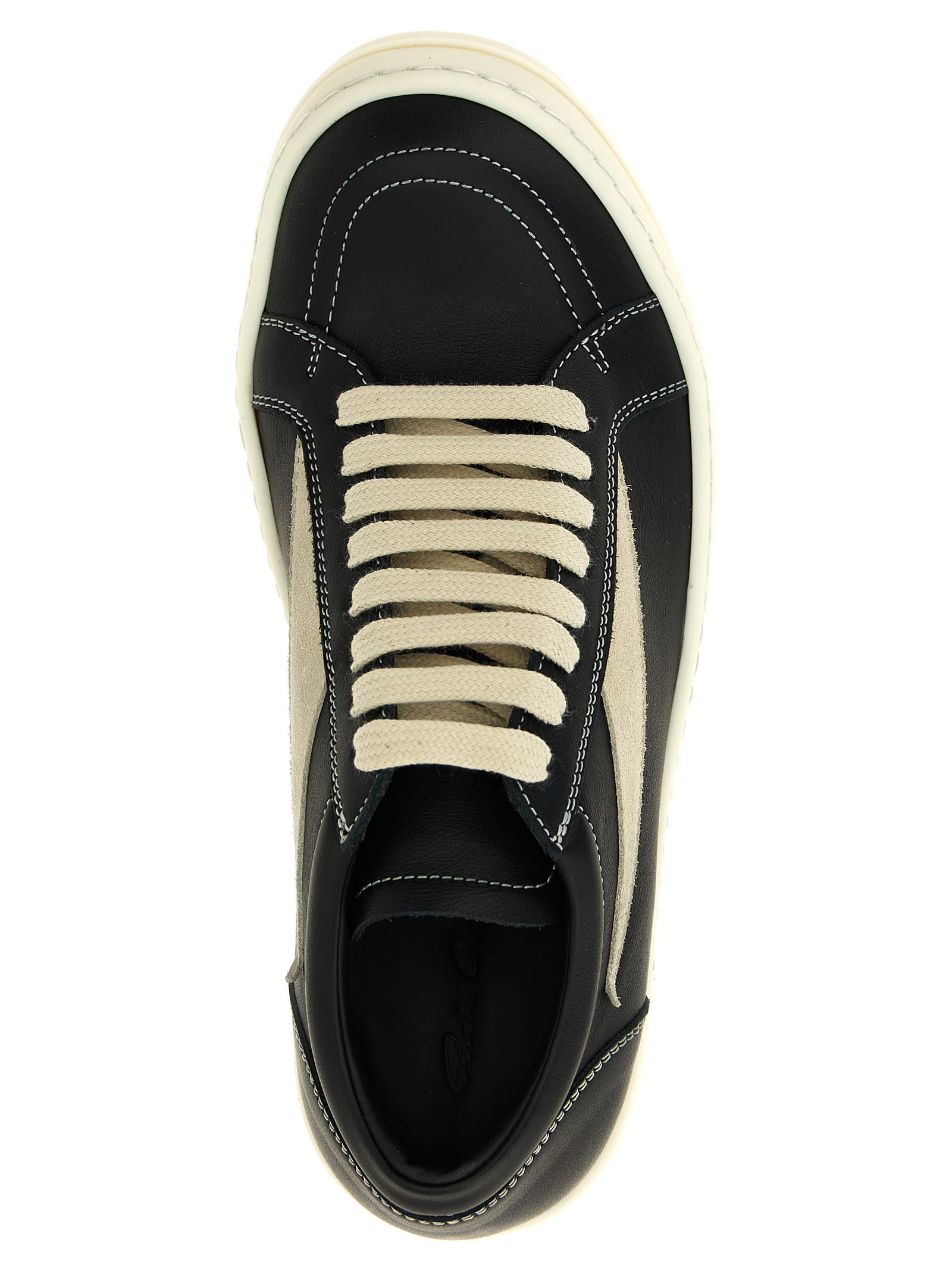 Rick Owens Hollywood Vintage Sneakers Mahogany And Milk In Black