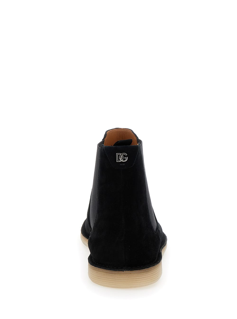 Shop Dolce & Gabbana Black Pull-on Ankle Boots With Dg Logo In Suede Man