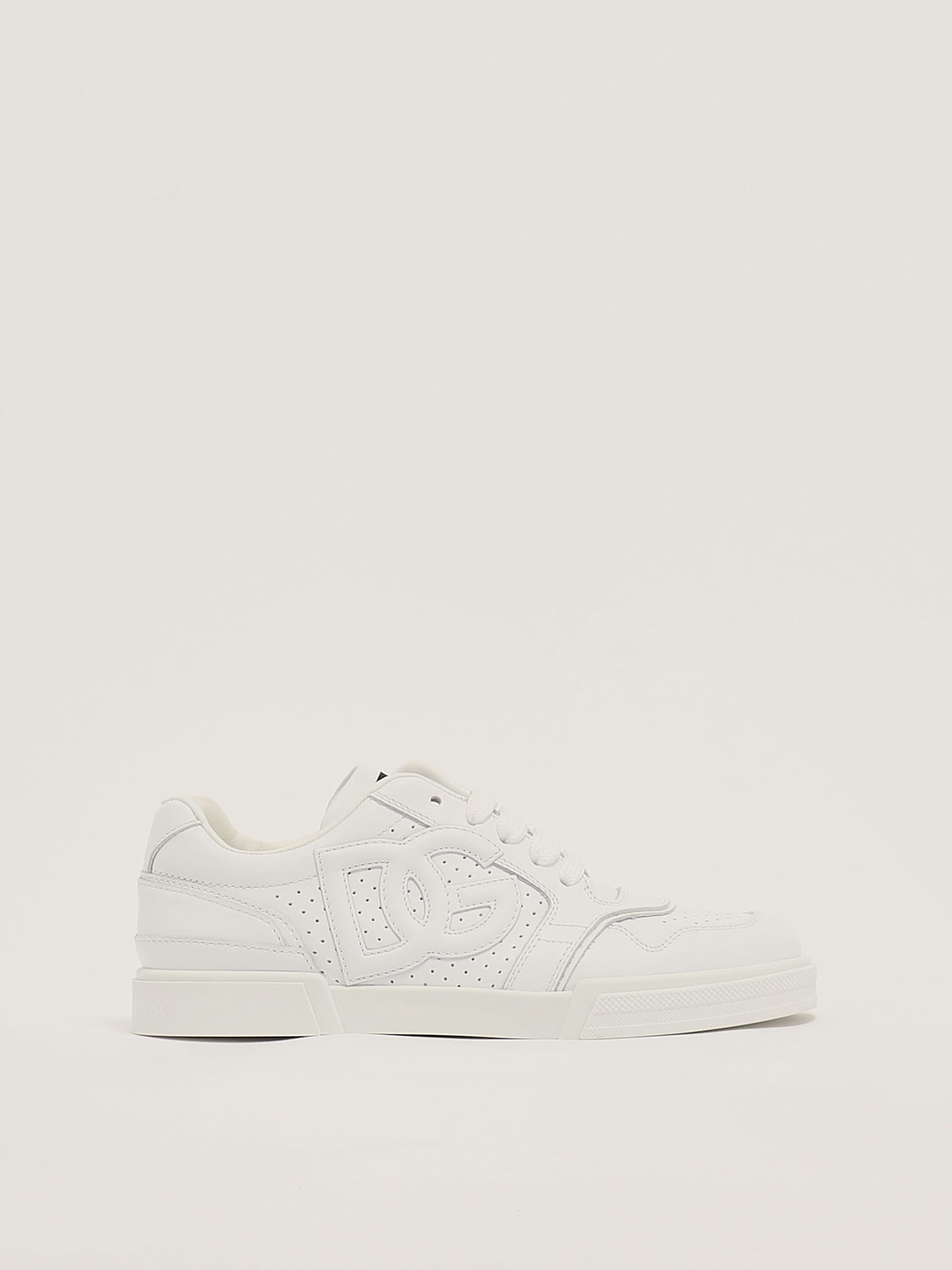 Dolce & Gabbana Logo-patch Lace-detail Sneakers In Bianco