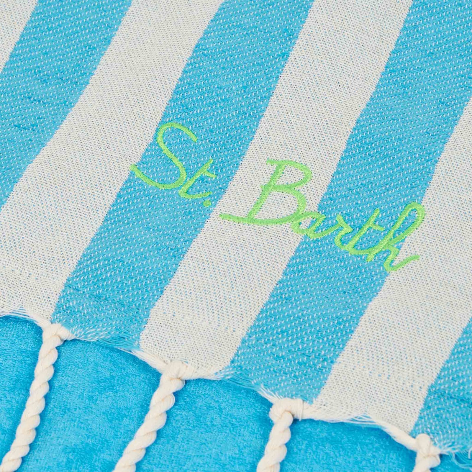Shop Mc2 Saint Barth Classic Foutas Doubled With Soft Polyester Sponge And Striped In Blue