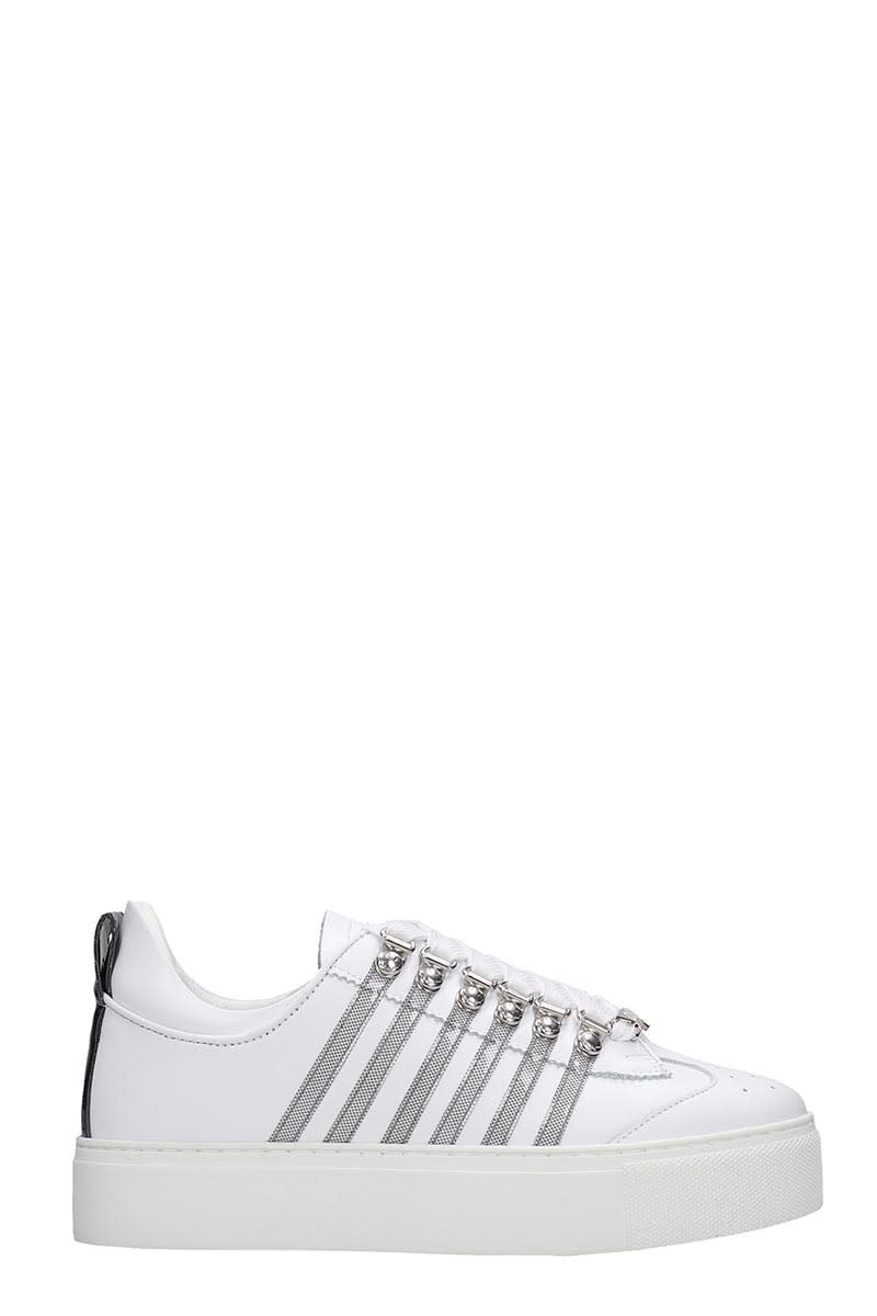 DSQUARED2 251 SNEAKERS IN WHITE LEATHER,11275688