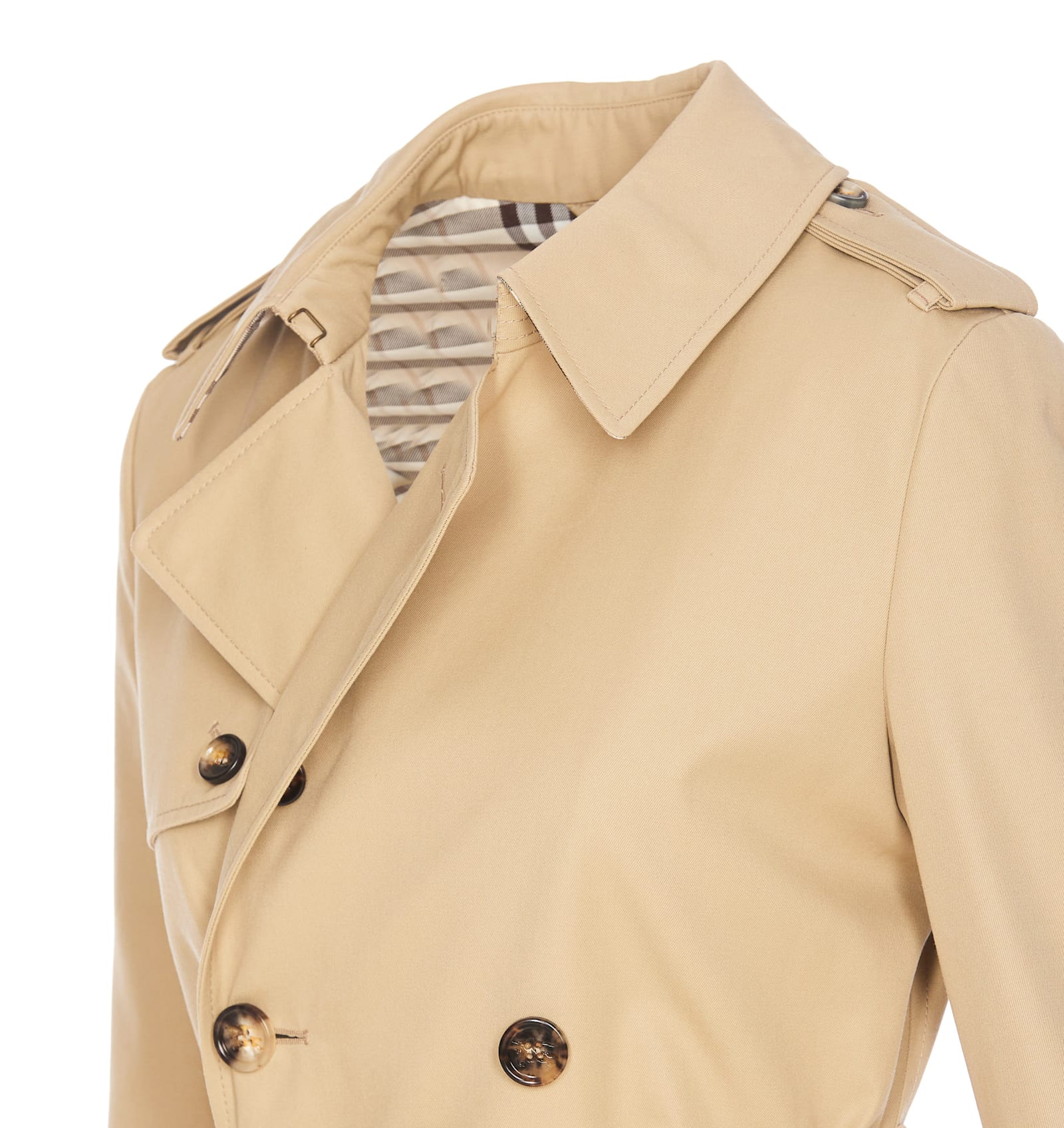 Burberry Short Trench Coat With Belt In Beige