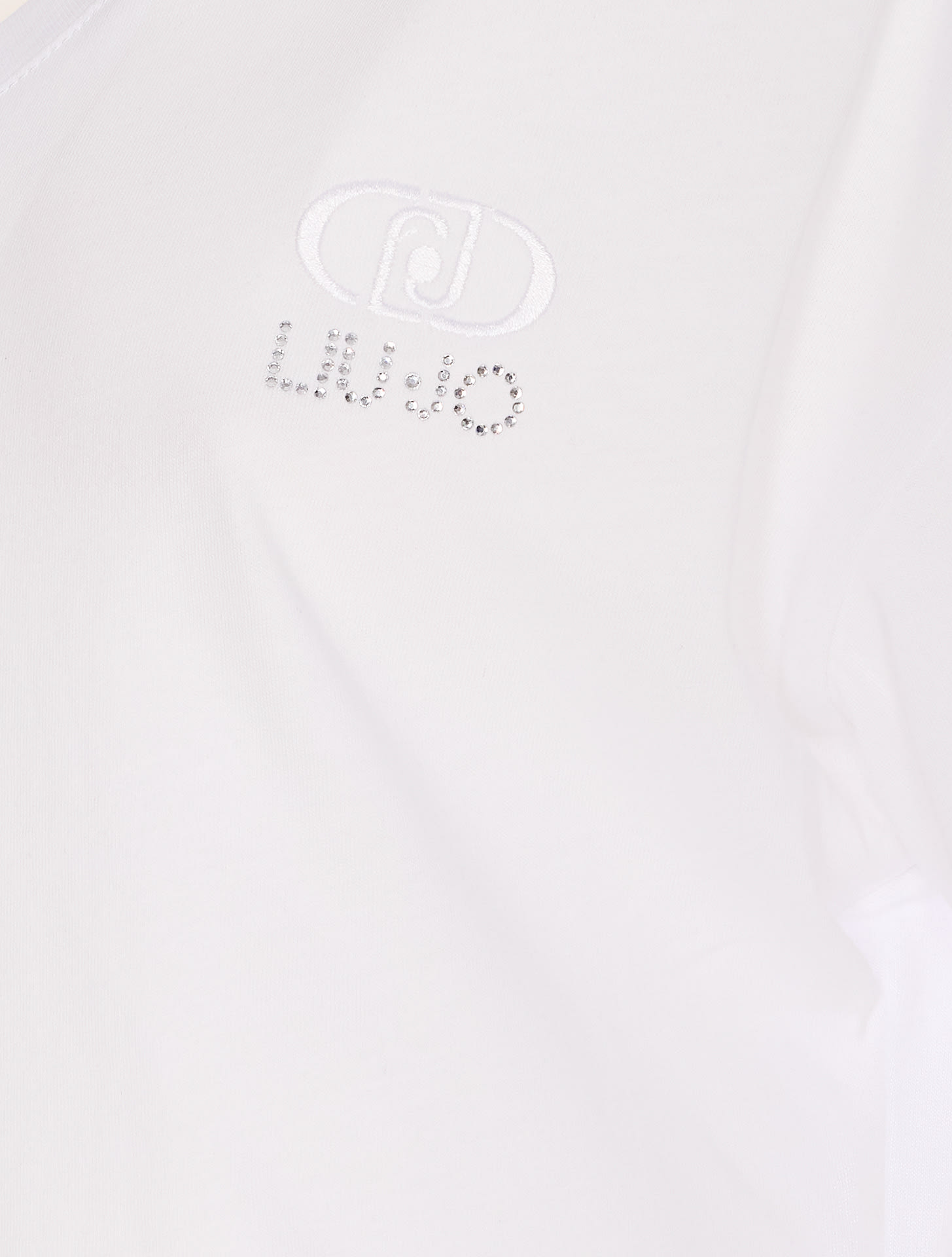 Liu •jo Crewneck And V-neck T-shirt With Scarf Accessory In Bianco
