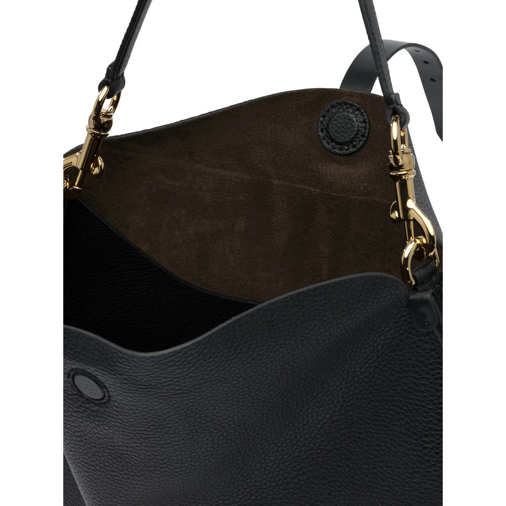 Etro Leather Textured Shoulder Bag In Black