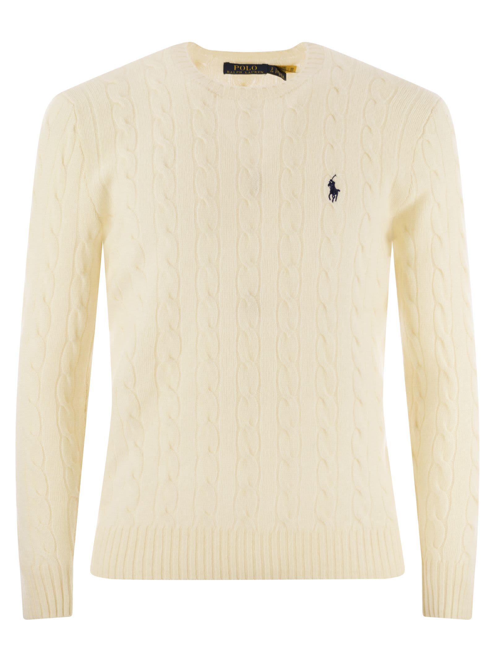 Shop Polo Ralph Lauren Wool And Cashmere Cable-knit Sweater In Cream