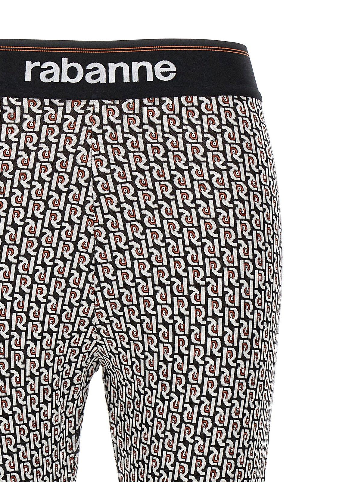 Shop Rabanne Monogram Jacquard Logo Waistband Leggings In Multicolour
