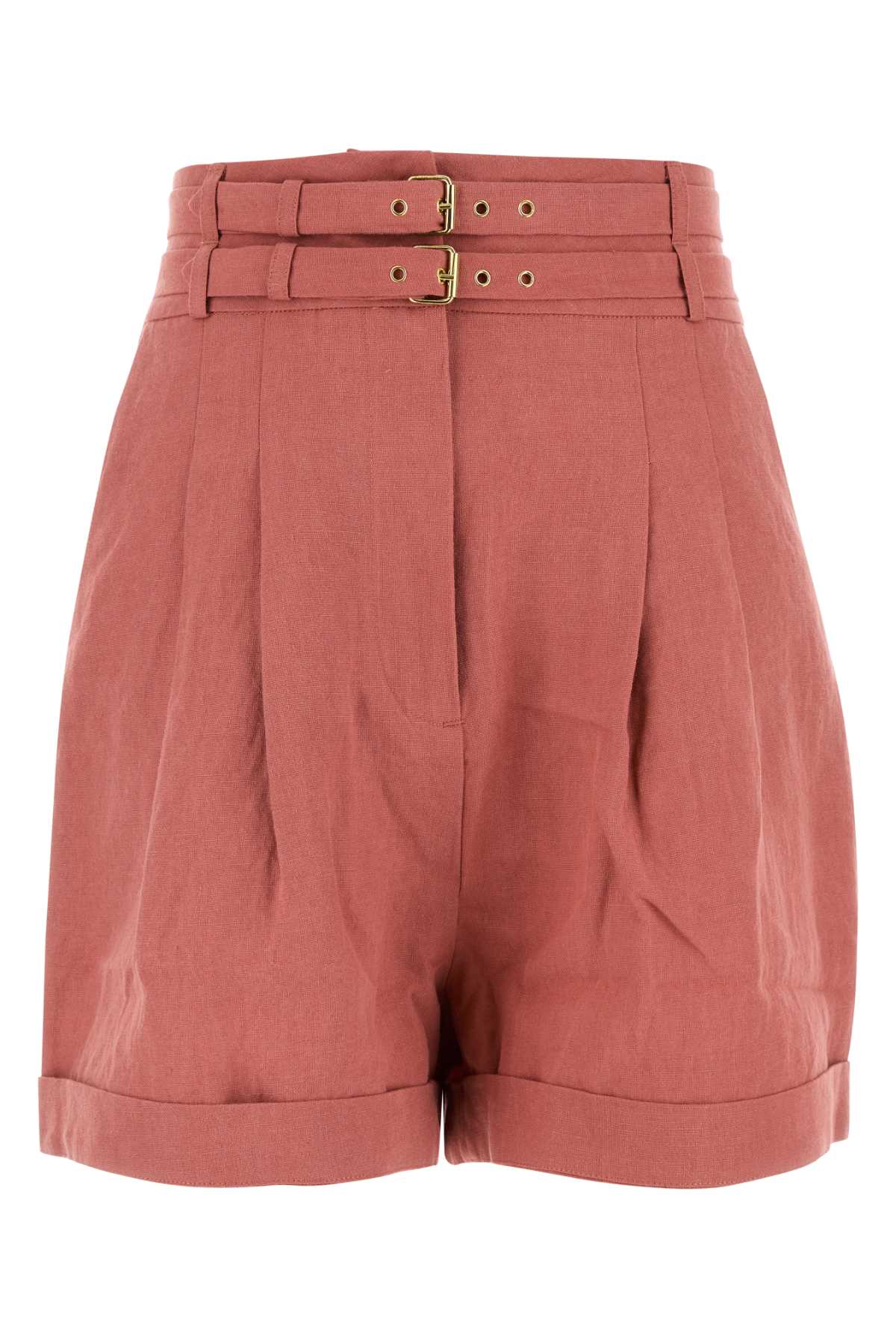 Le Kasha Dark Pink Linen Aqiva Shorts In Pink