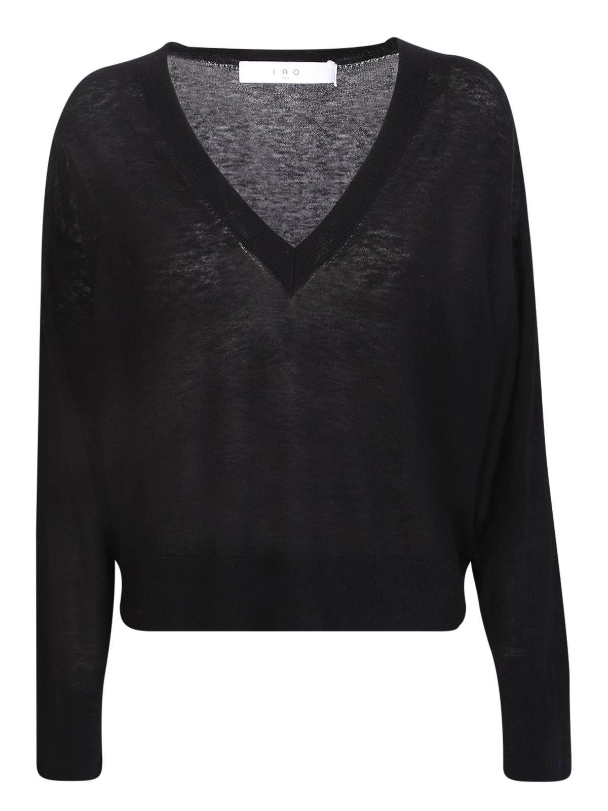 Shop Iro Haby Lace Detailed V-neck Sweater In Black