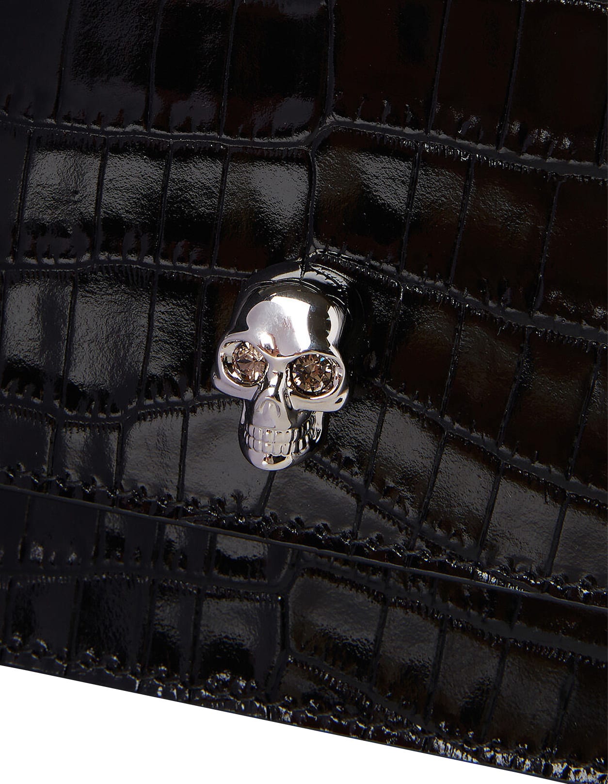 Shop Alexander Mcqueen Skull Top Handle Bag In Black/silver