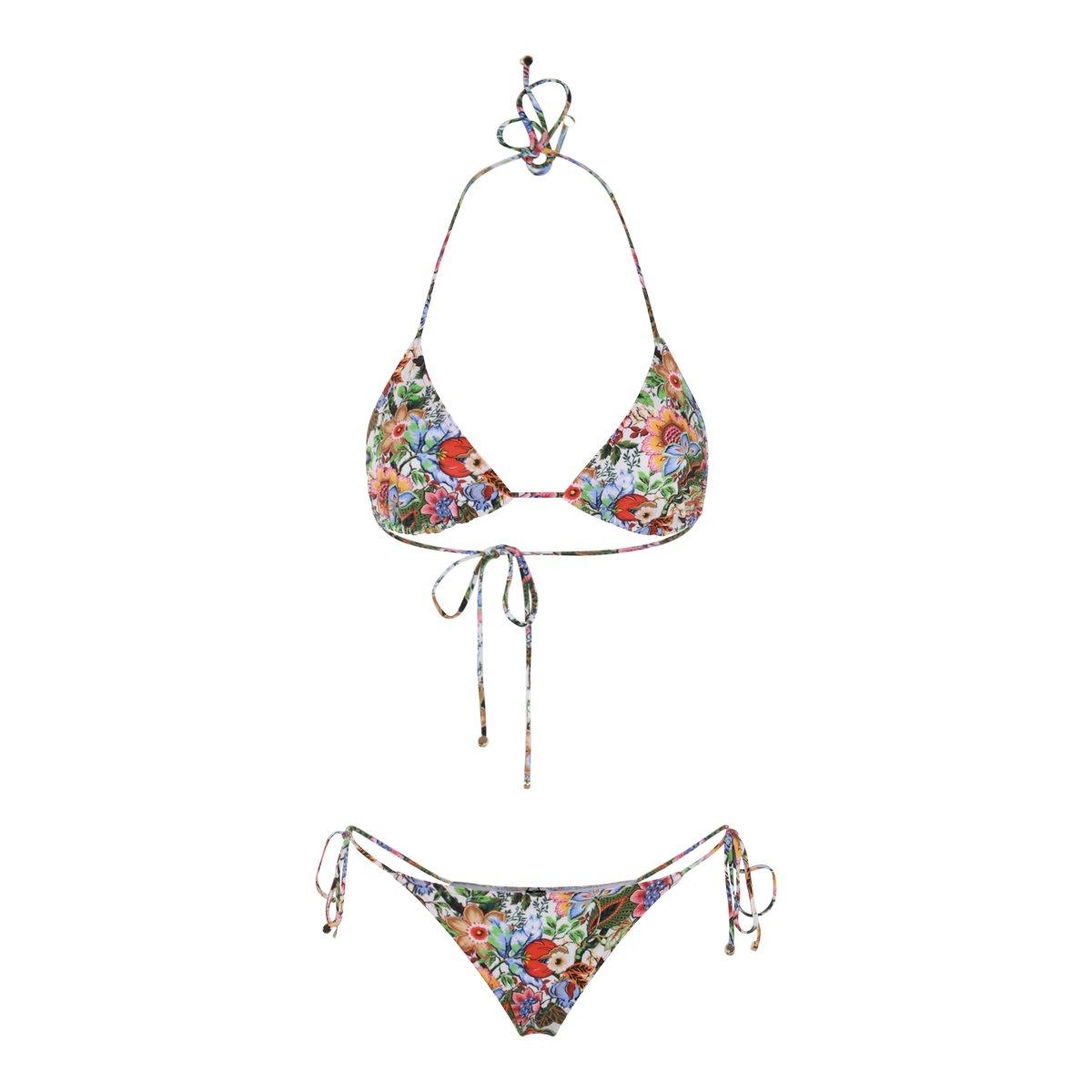 Bouquet-inspired Printed Triangle Bikini