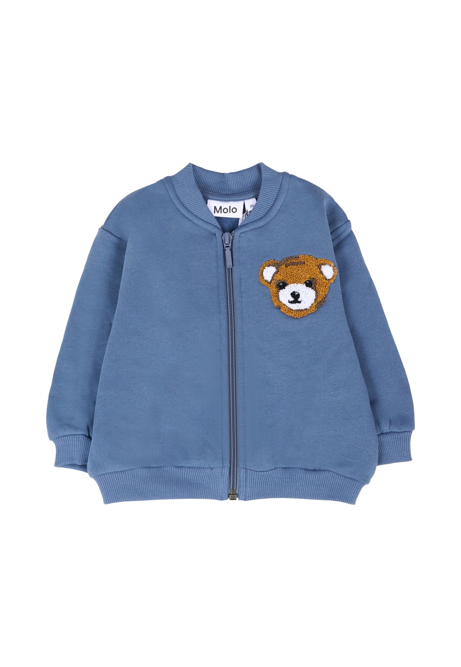 Molo Blue Sweatshirt For Baby Boy With Bear In Blue