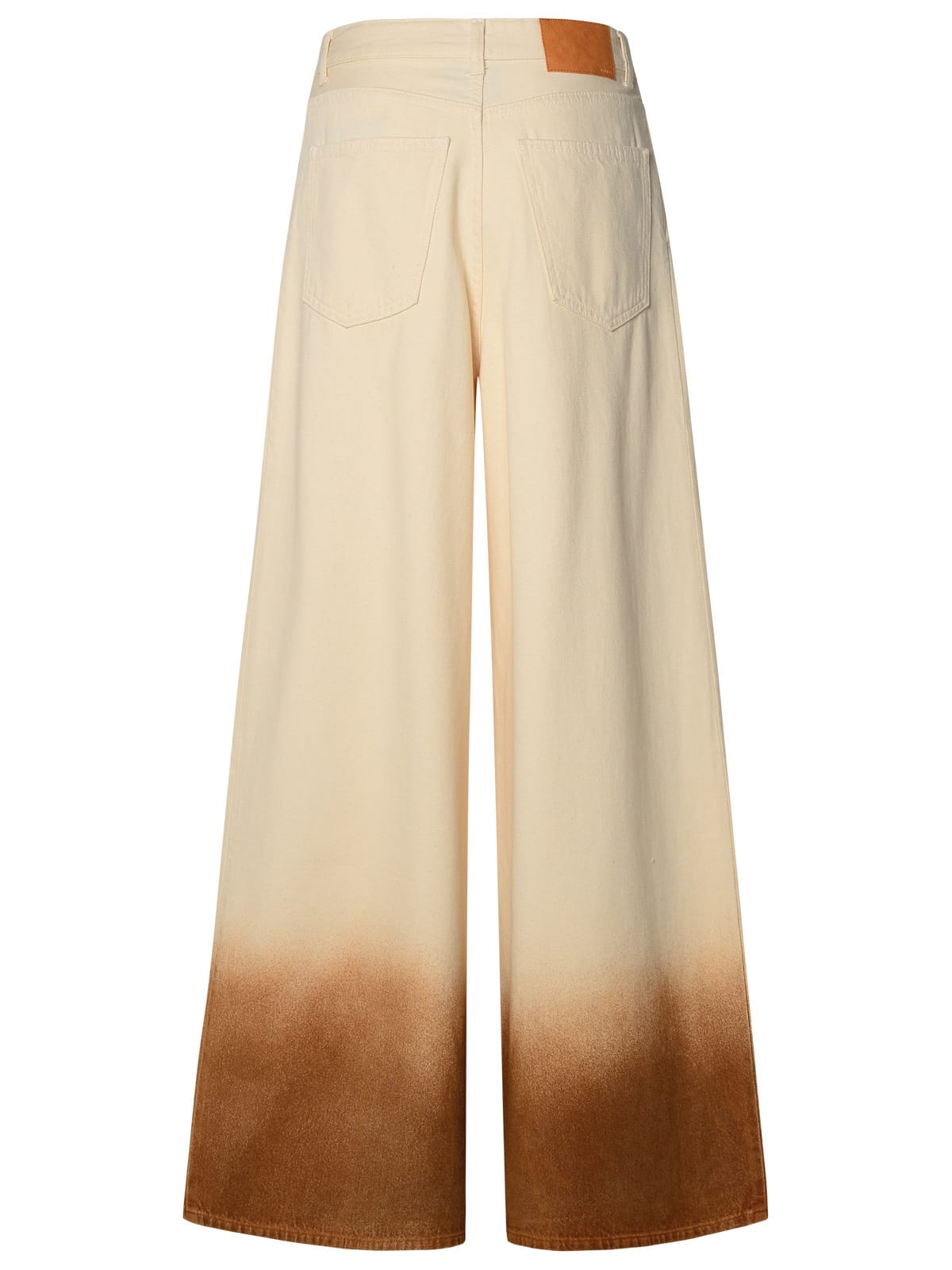Shop Alanui Cream Cotton Pants In Bianco/marrone
