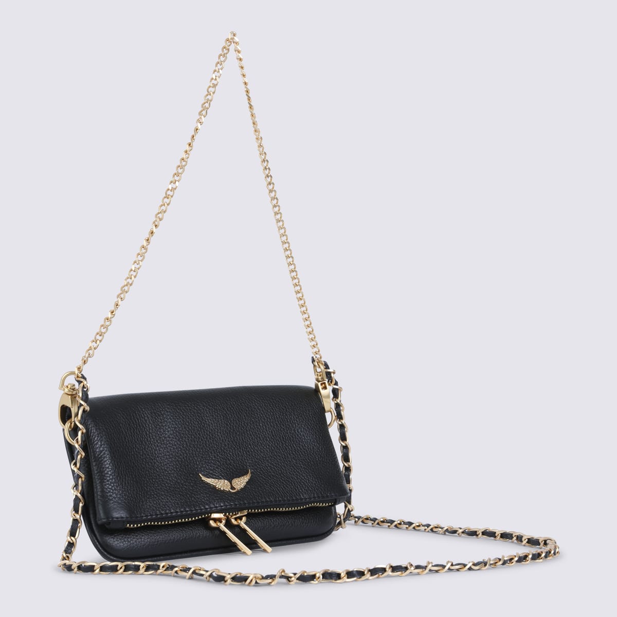 Zadig & Voltaire Black Leather Rock Nano Shoulder Bag In Black