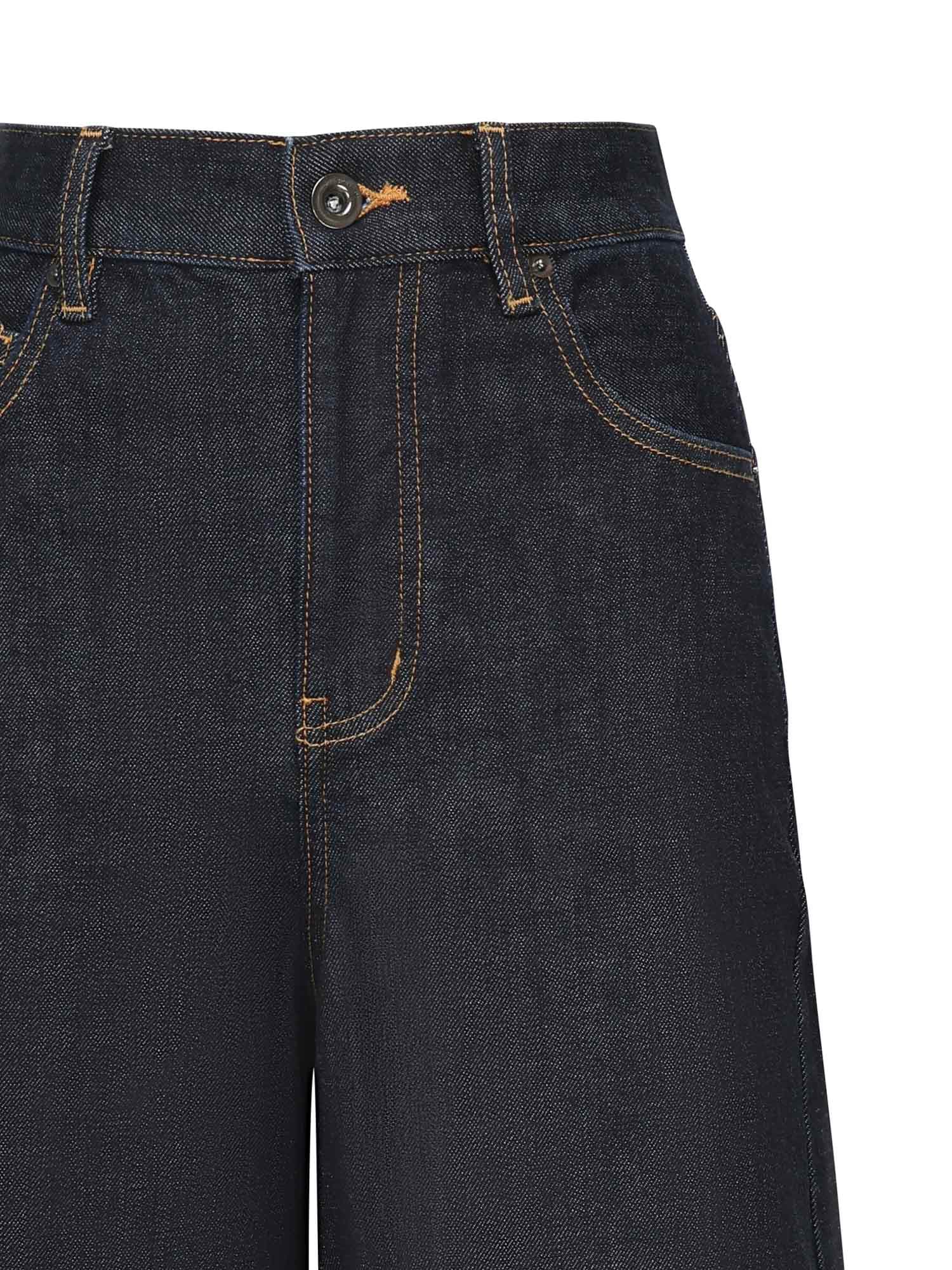 Self-portrait Jeans Dalla Gamba Ampia In Denim Stretch In Blue