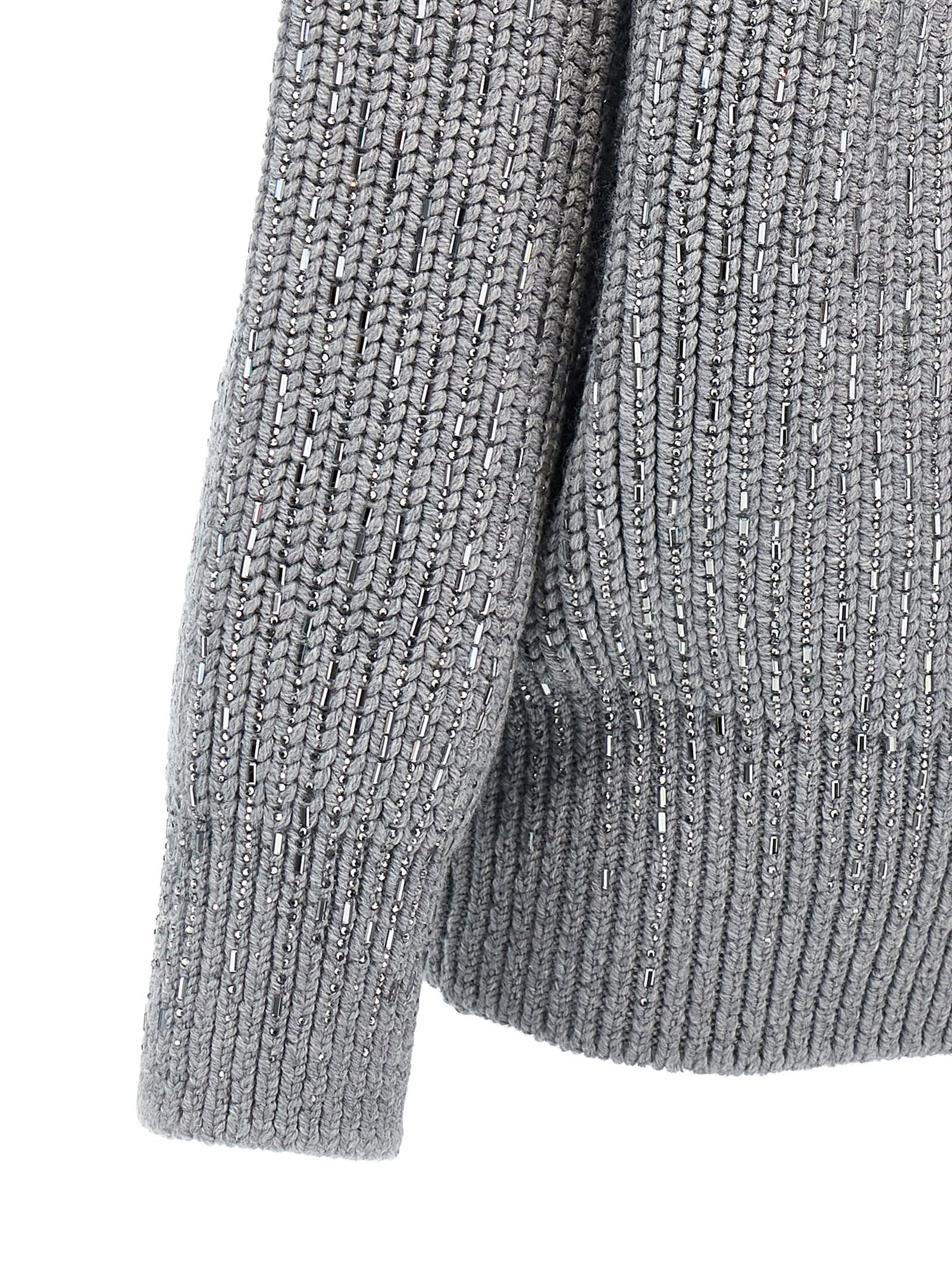 Shop Ermanno Scervino Rhinestone Cardigan In Gray