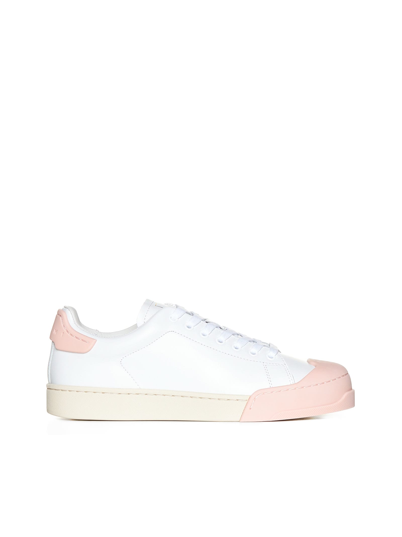 Marni Dada Bumper Sneaker In White And Pink Leather In Bianco