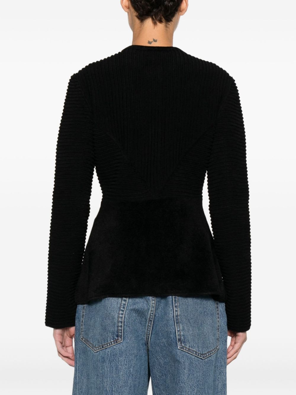 Emporio Armani Buttoned Crewneck Jacket In Black