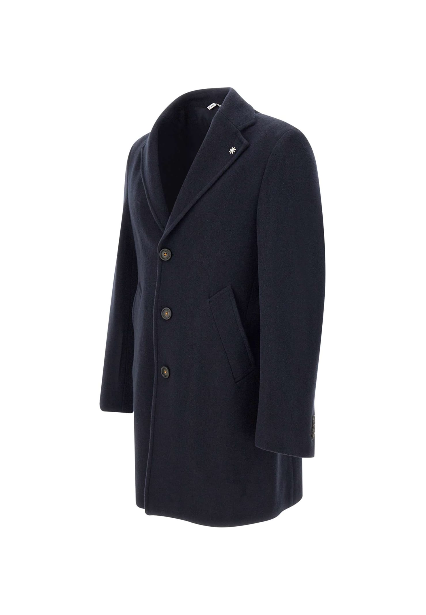 Shop Manuel Ritz Wool Coat In Blu
