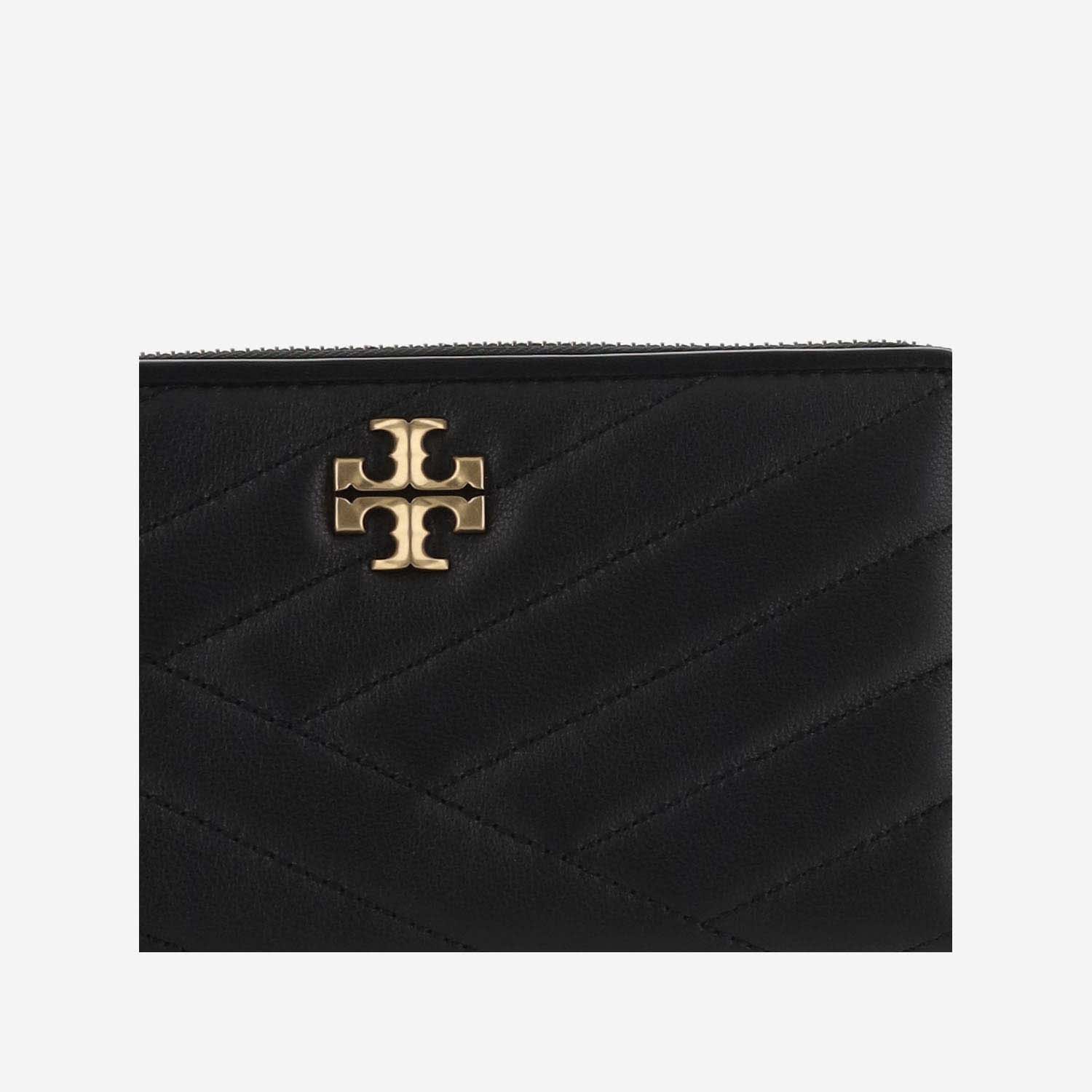 Shop Tory Burch Continental Kira Leather Wallet In Black