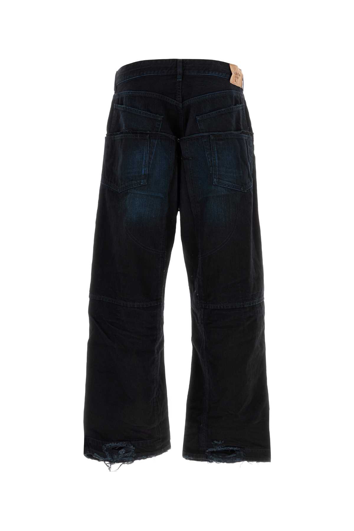 Shop Balenciaga Midnight Blue Denim Double Knee Wide-leg Jeans In Firefly