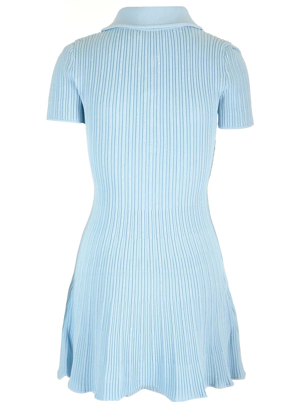 Shop Self-portrait Viscose Knit Mini Dress In Azzurro
