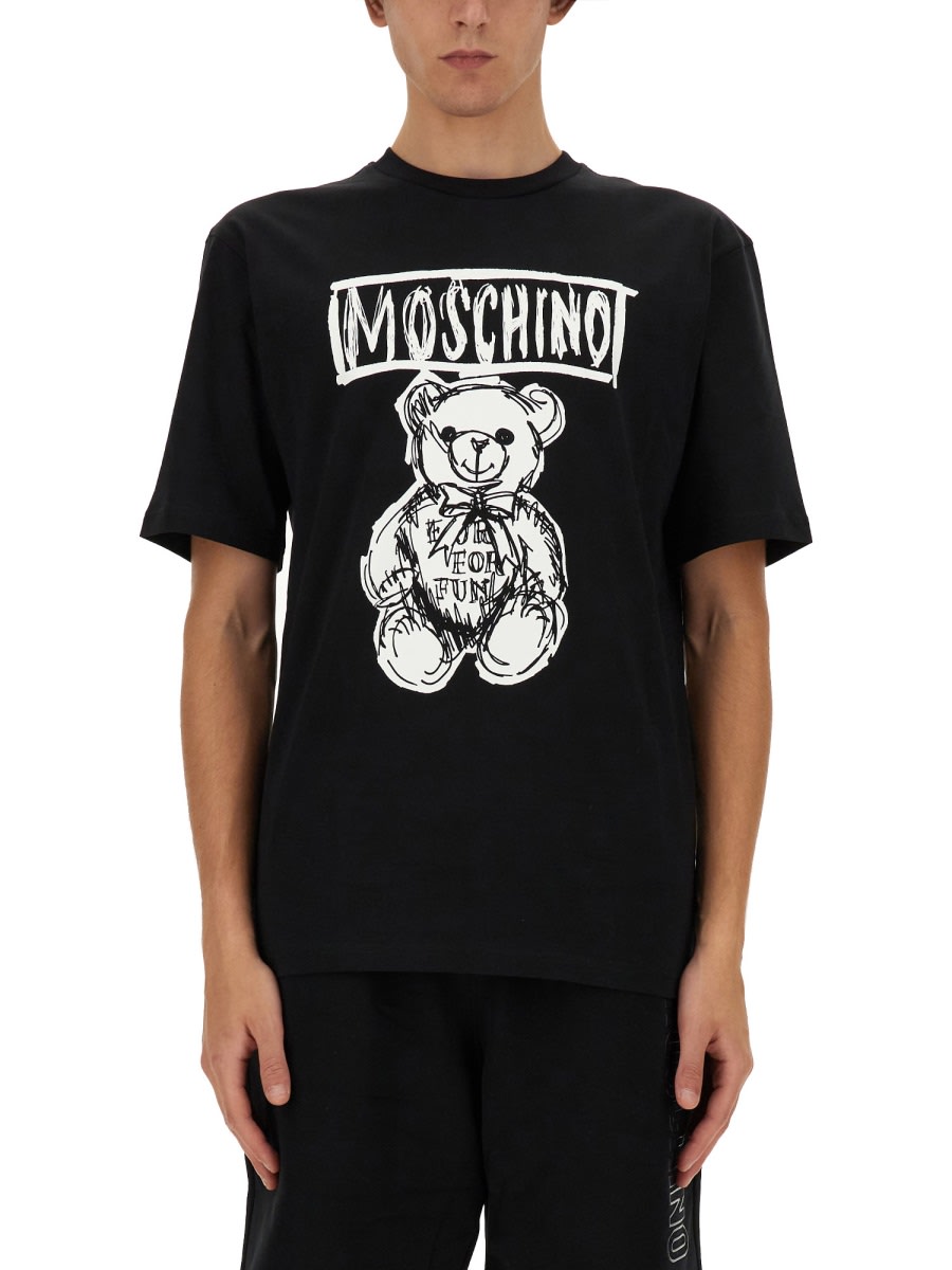 Shop Moschino Cotton T-shirt In Black