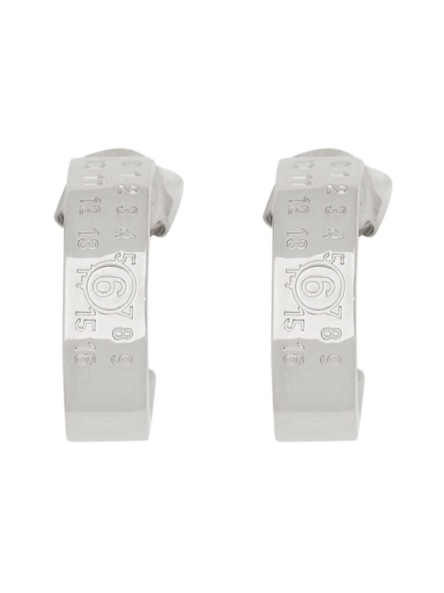 Shop Mm6 Maison Margiela Logo Earrings In Silver