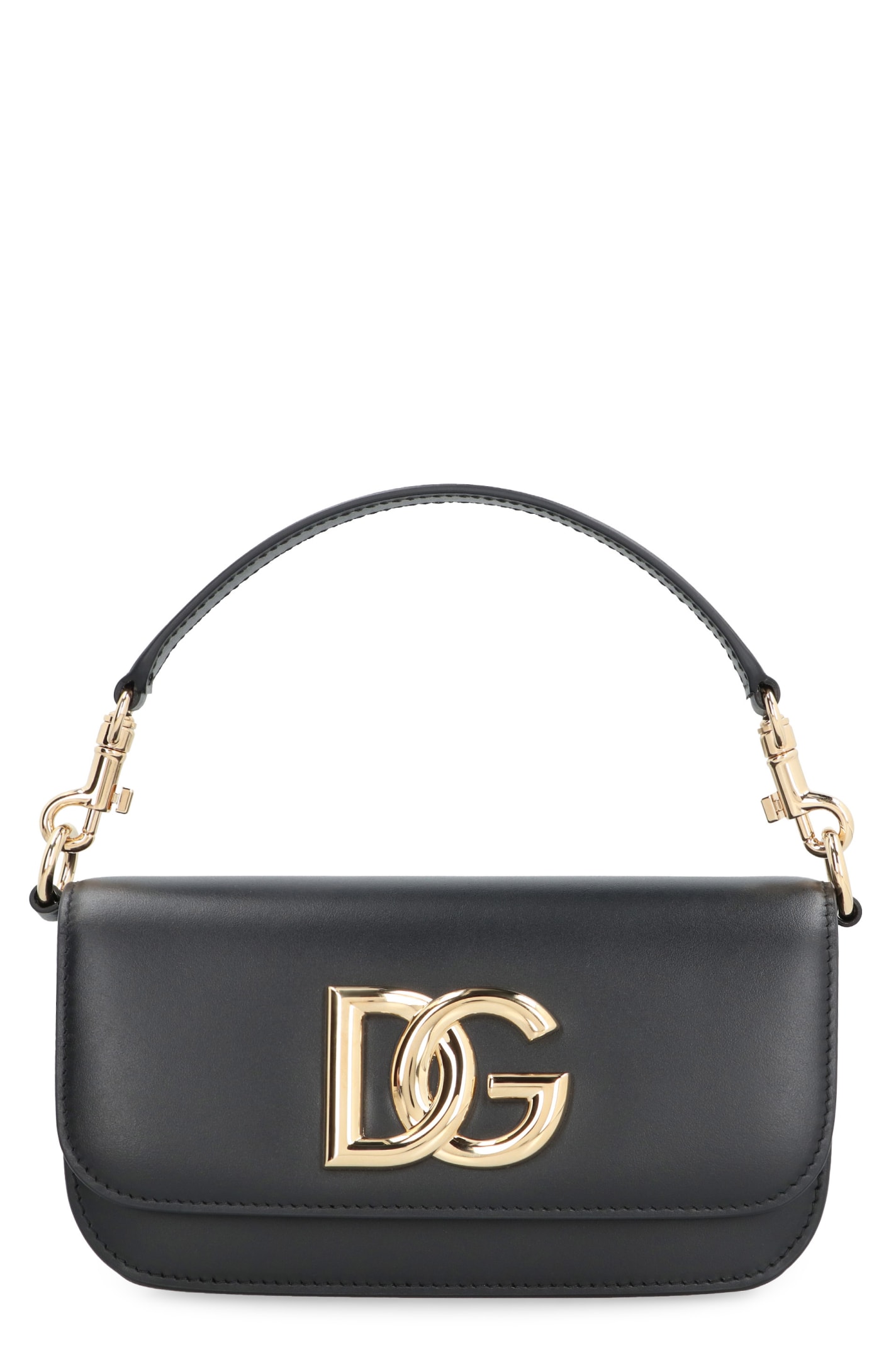 Shop Dolce & Gabbana 3.5 Leather Handbag In Black