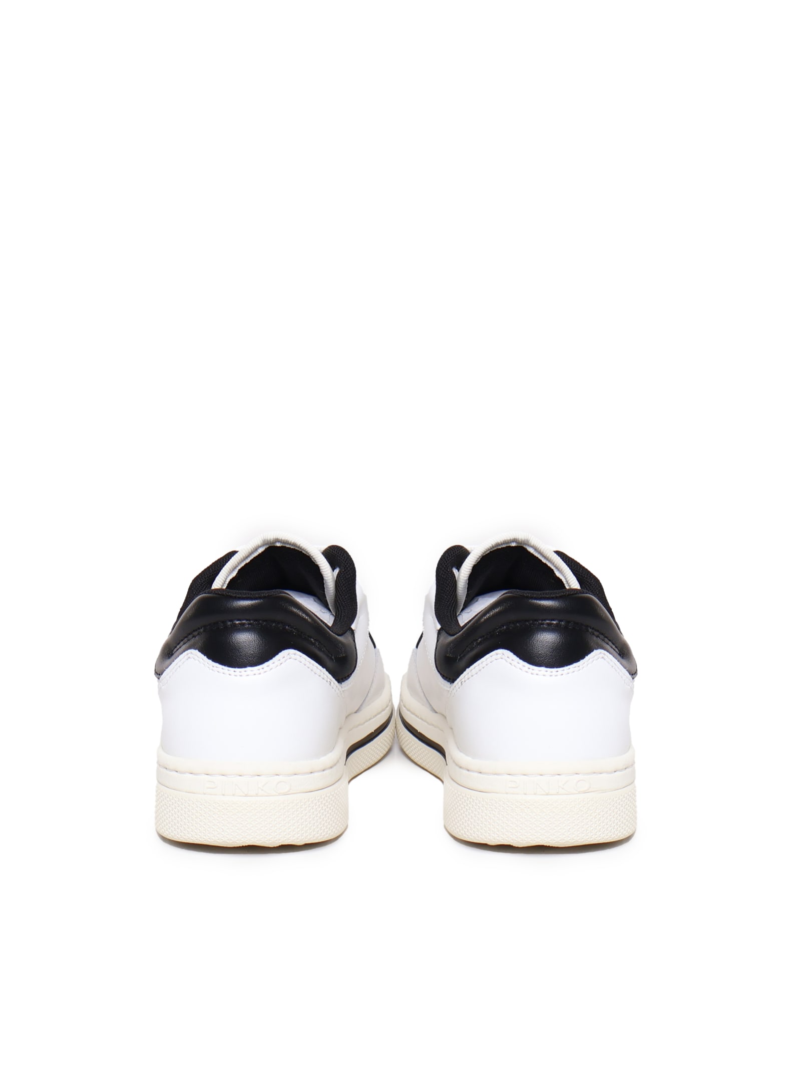 Shop Pinko Mandy Sneakers In Calfskin In White, Black