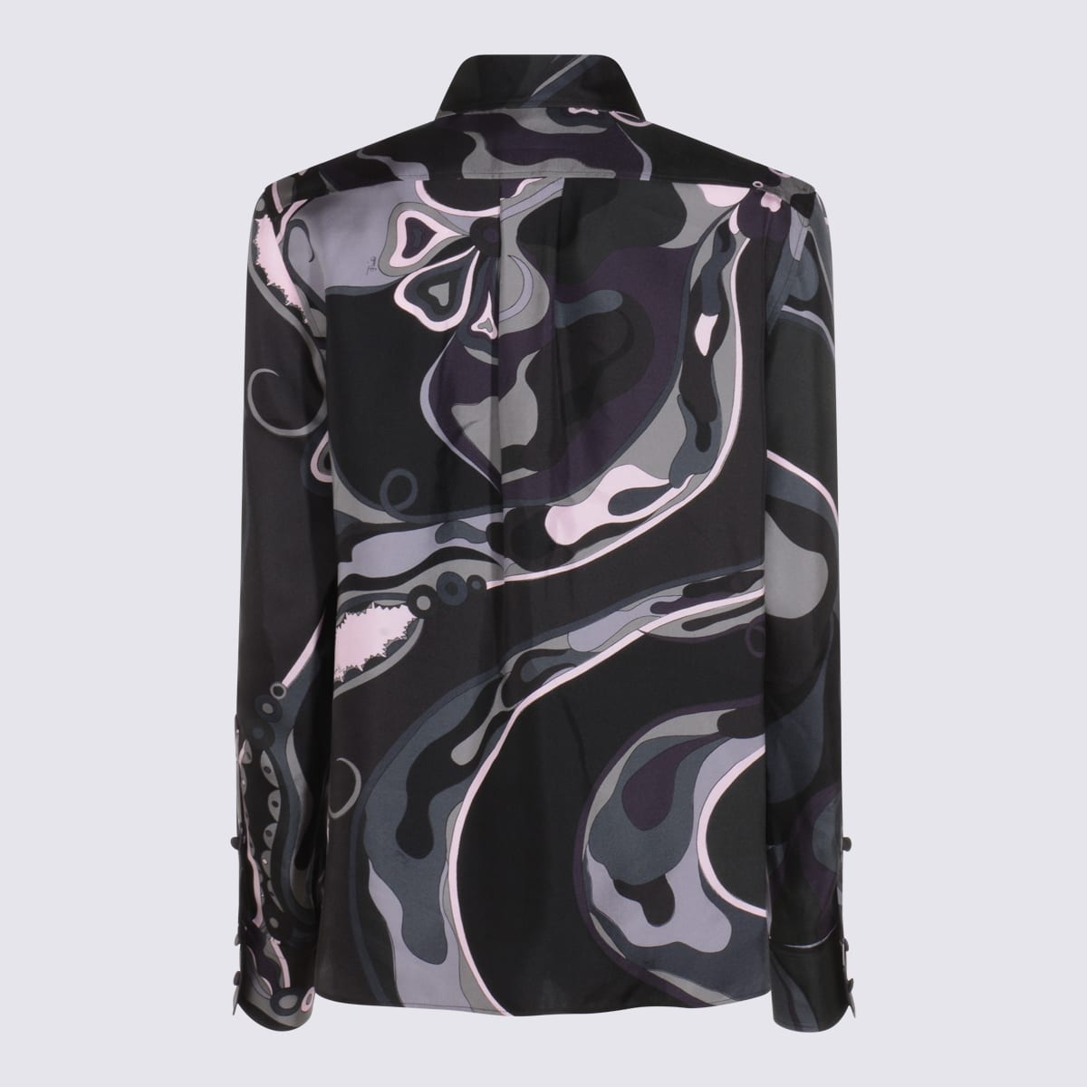 Pucci Abstract Pattern Long Sleeve Silk Shirt In Black