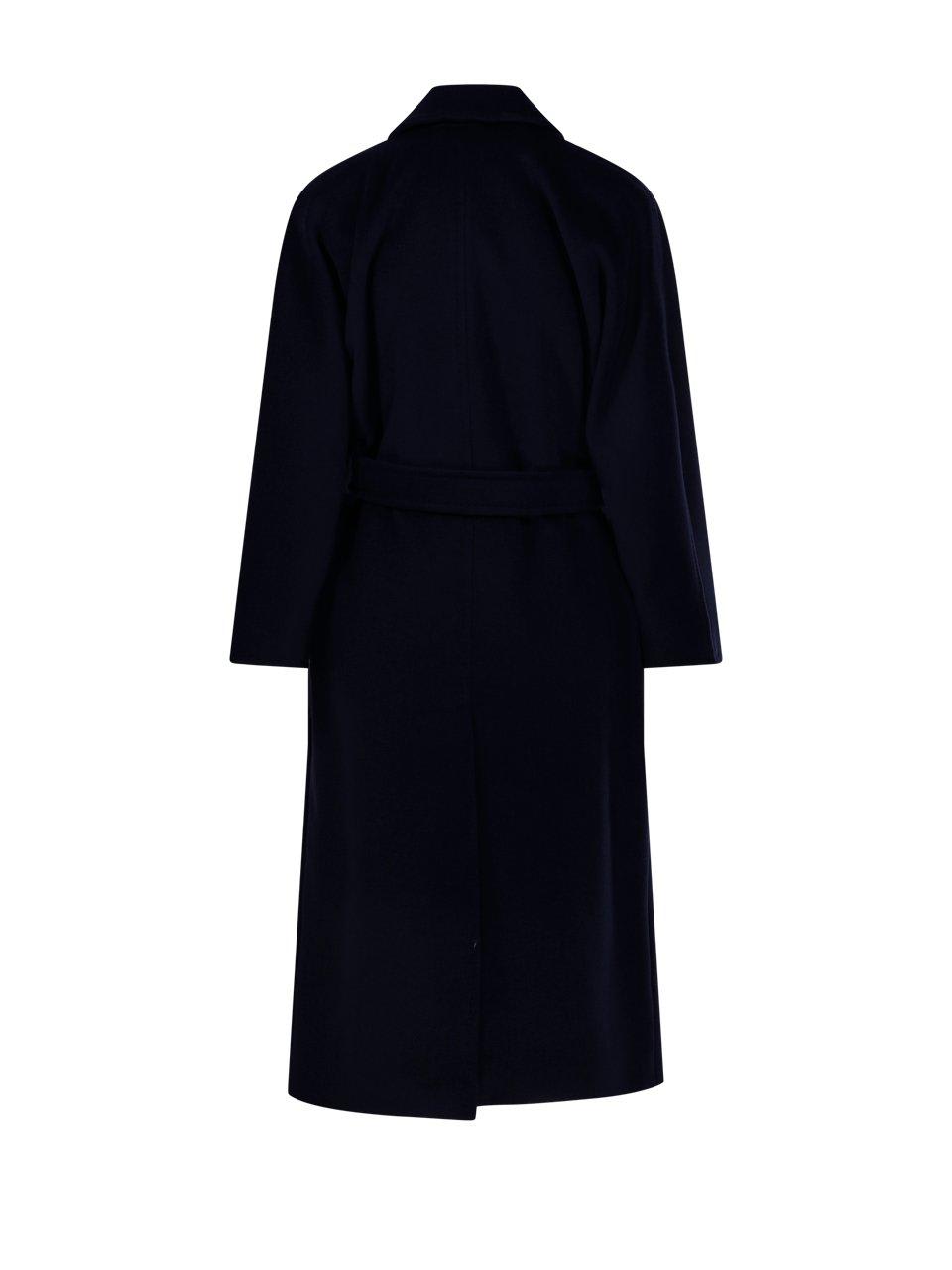 Shop Max Mara Belted Long-sleeved Coat In Blue