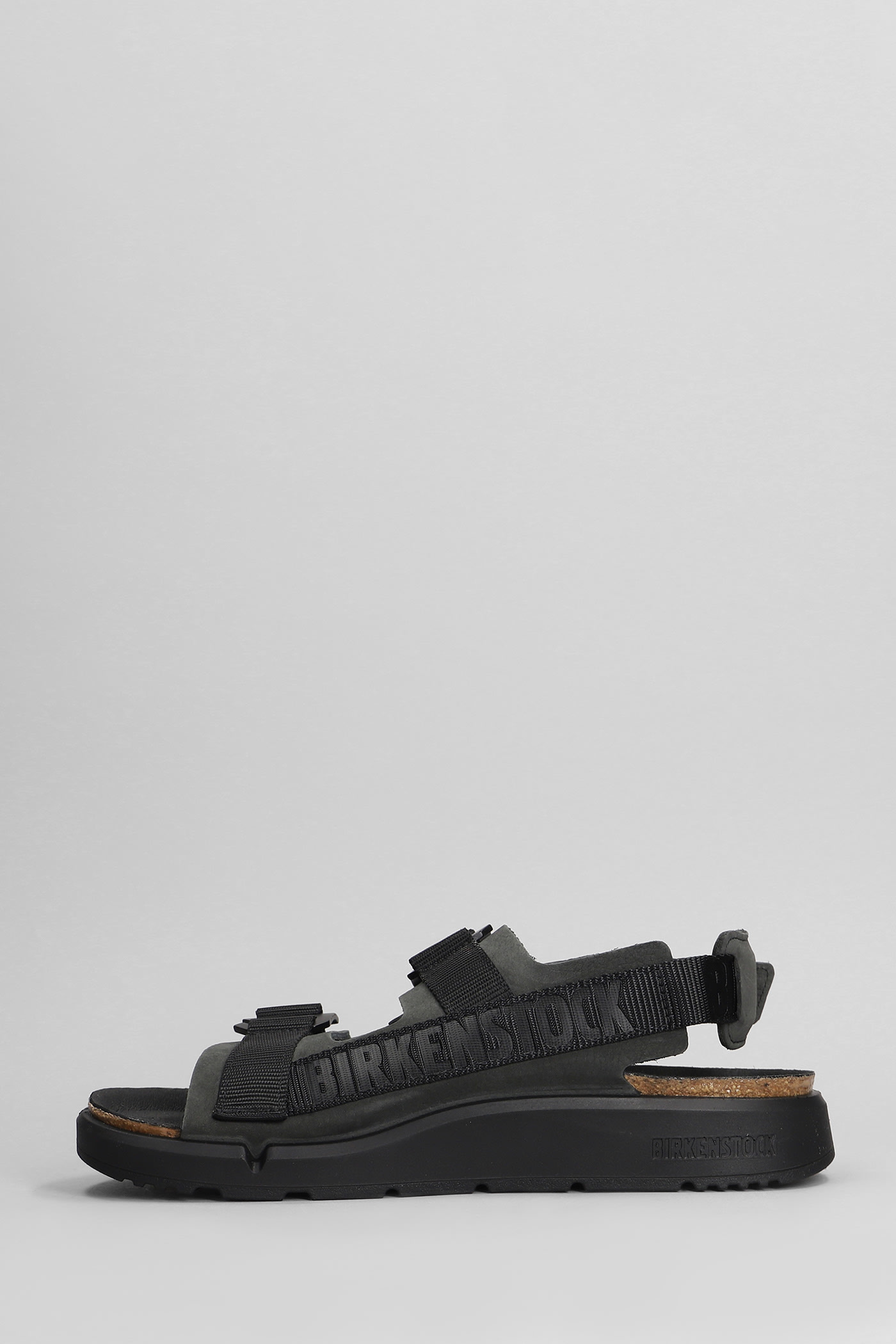 Birkenstock Black Shinjuku Sandal In Natural Leather And Tissue In Black