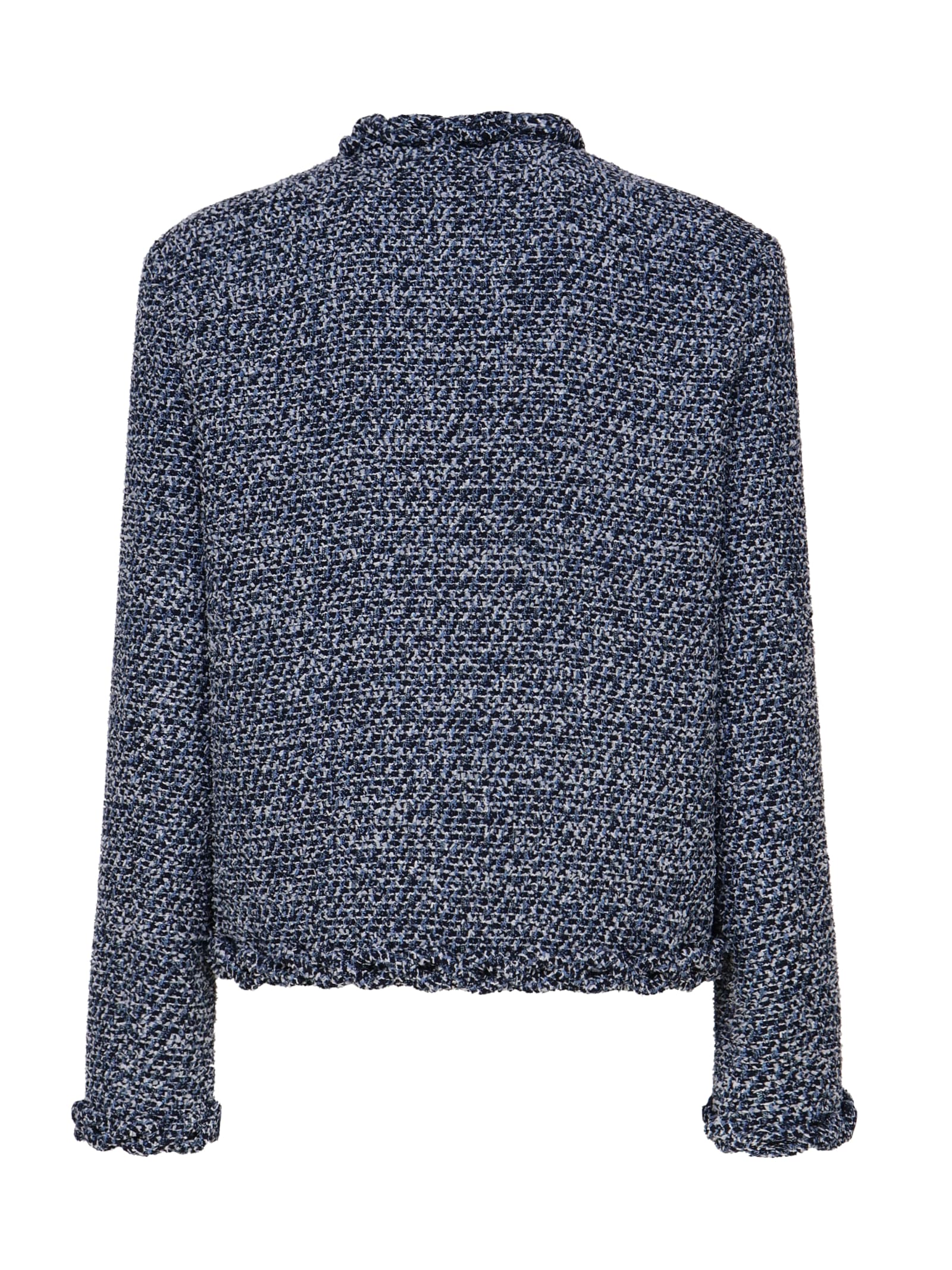 Shop Valentino Blended Cotton Bon Ton Jacket In Blue