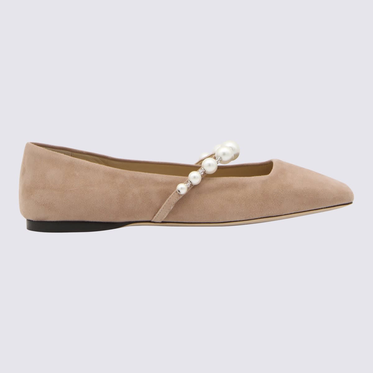 Shop Jimmy Choo Pink Suede Ade Ballerina Flats In Ballet Pink/white