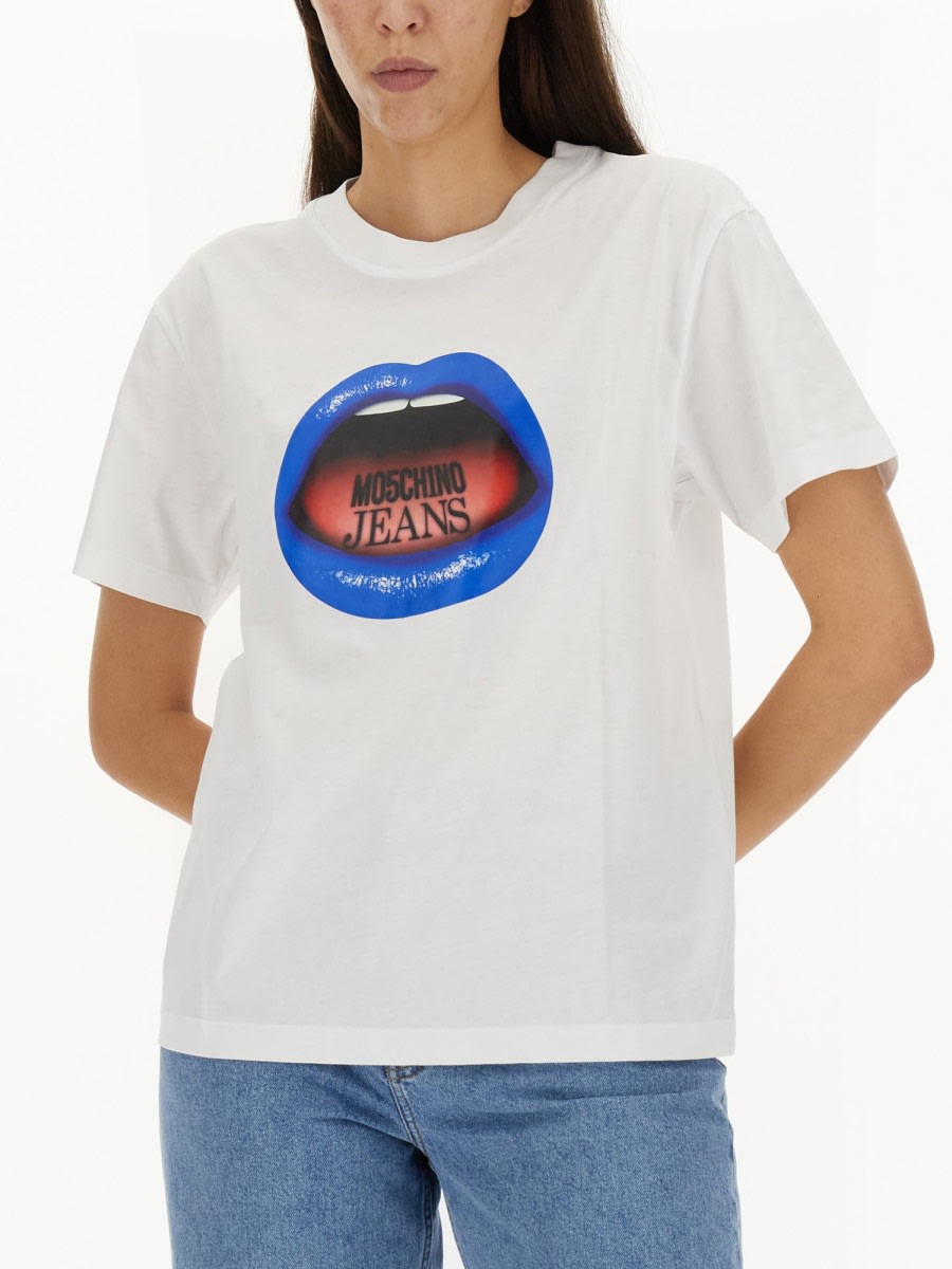 Shop M05ch1n0 Jeans Mouth Print T-shirt In Multicolour