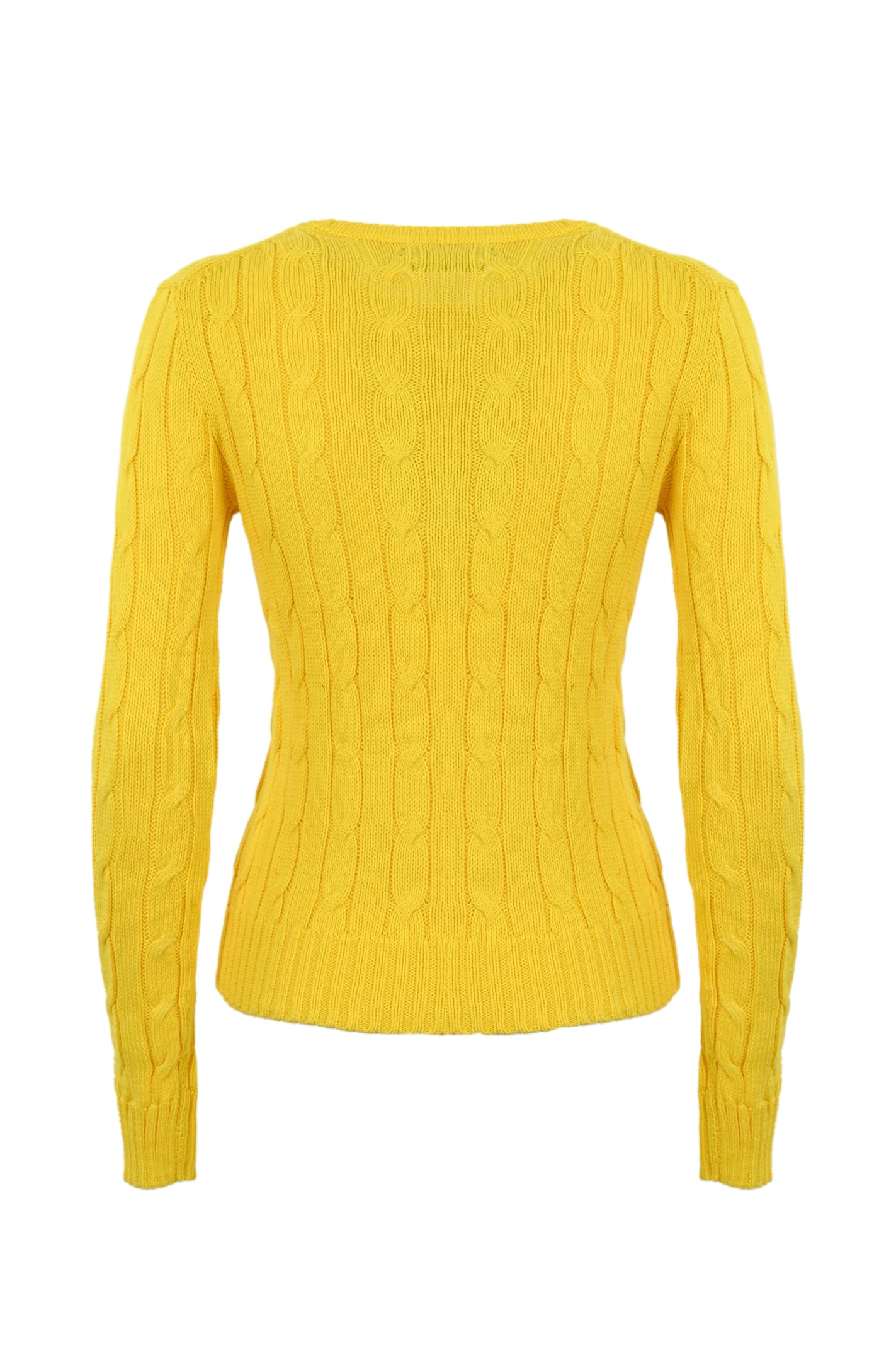 Shop Polo Ralph Lauren Cable Sweater With Logo In Yellow