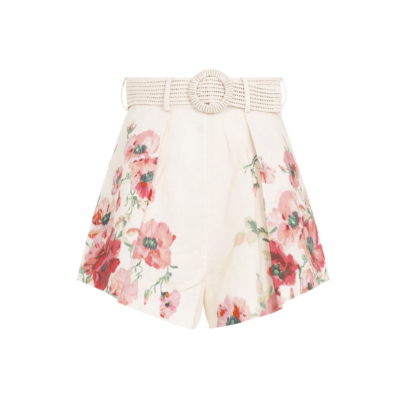 Shop Zimmermann Lightburst Tuck Short In Cream Red Floral