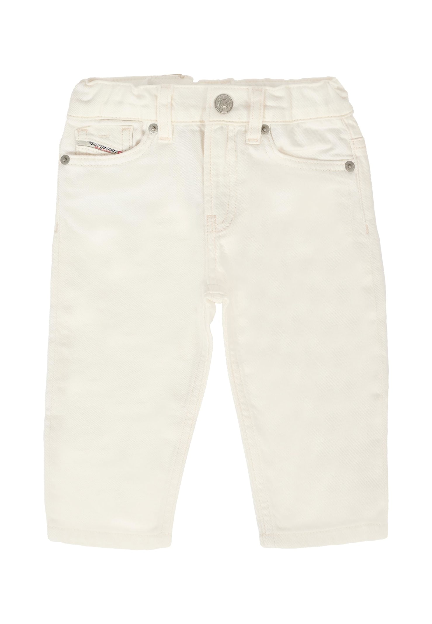 Diesel White Trousers For Baby Boy With Logo In White