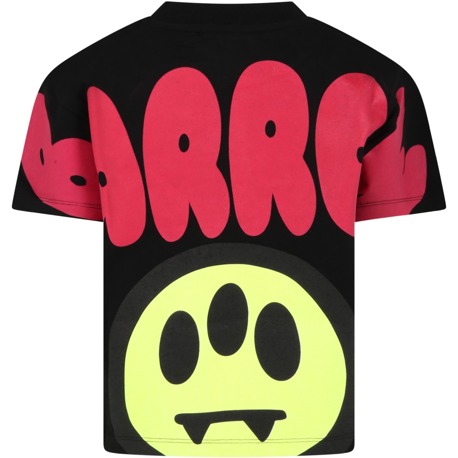 Barrow Black T-shirt For Kids With Logo And Iconic Smiley