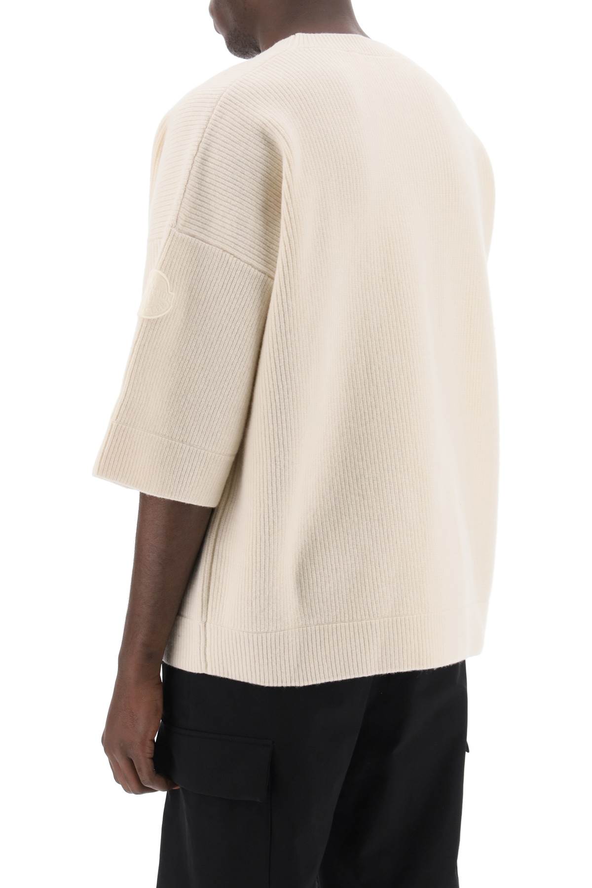 Shop Moncler Genius Short-sleeved Wool Sweater In White