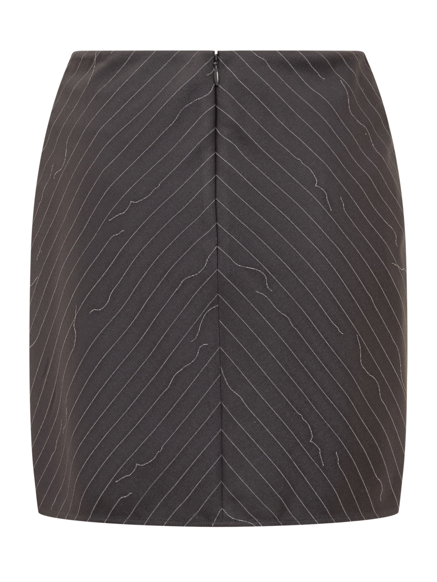 Off-white Wool Blend Skirt With Revisited Pinstriped Motif In Grey