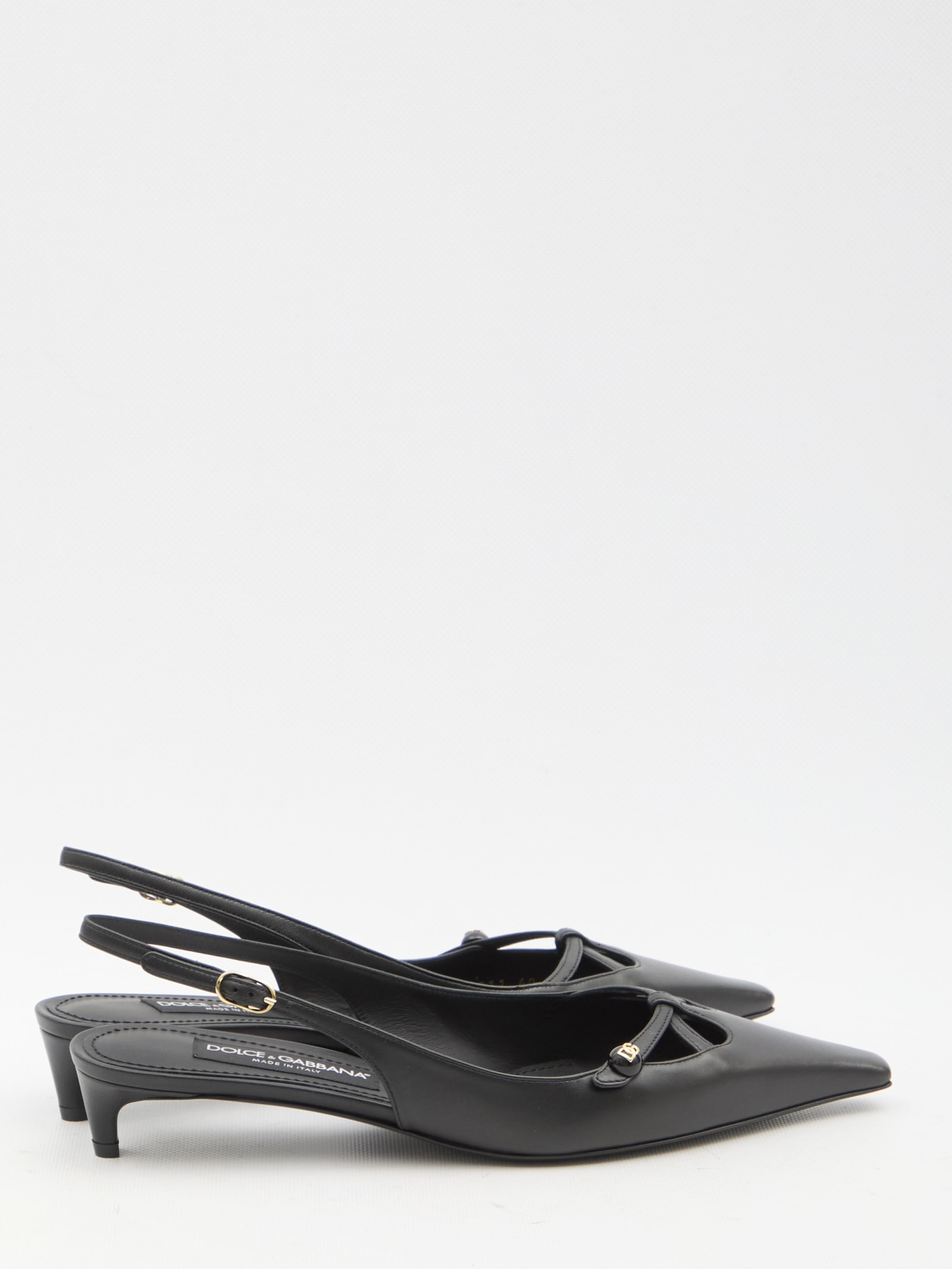 Dolce & Gabbana Nappa Leather Slingbacks In Black
